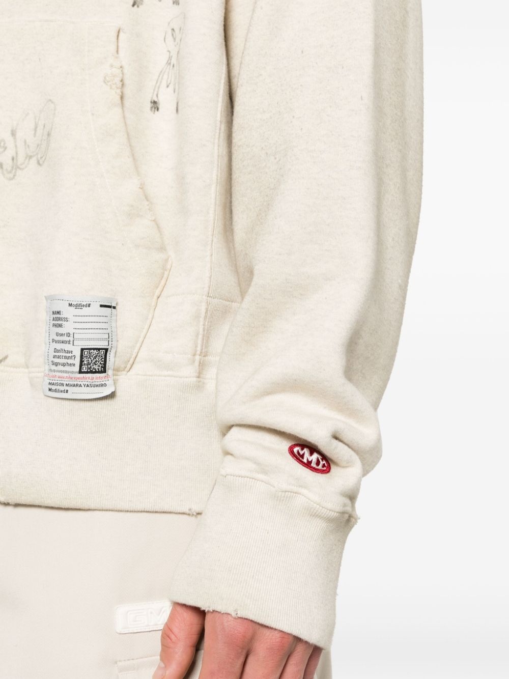distressed cotton hoodie - 5