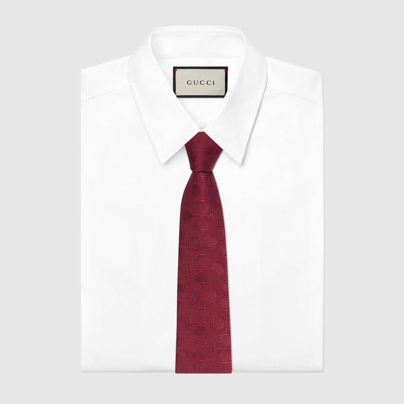 GUCCI Horsebit silk jacquard tie outlook