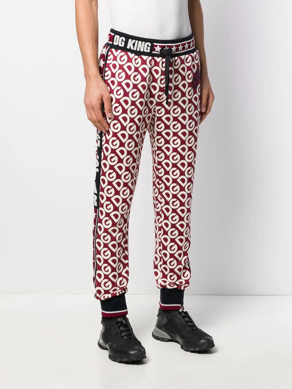 logo tape monogram print track pants - 3