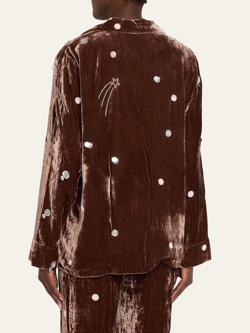 Louis Embellished Velvet Pajama Shirt 3