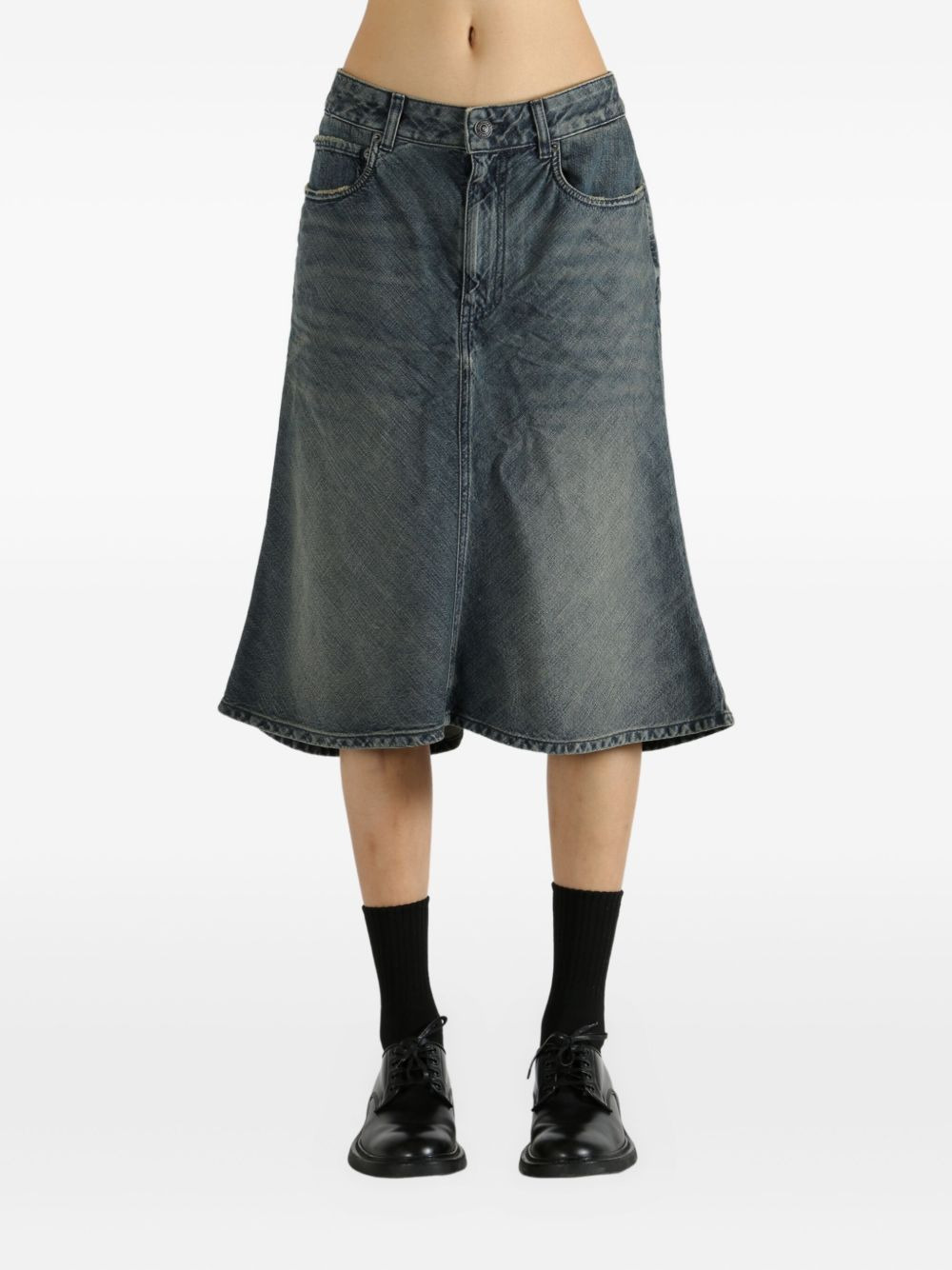 flared denim skirt - 2
