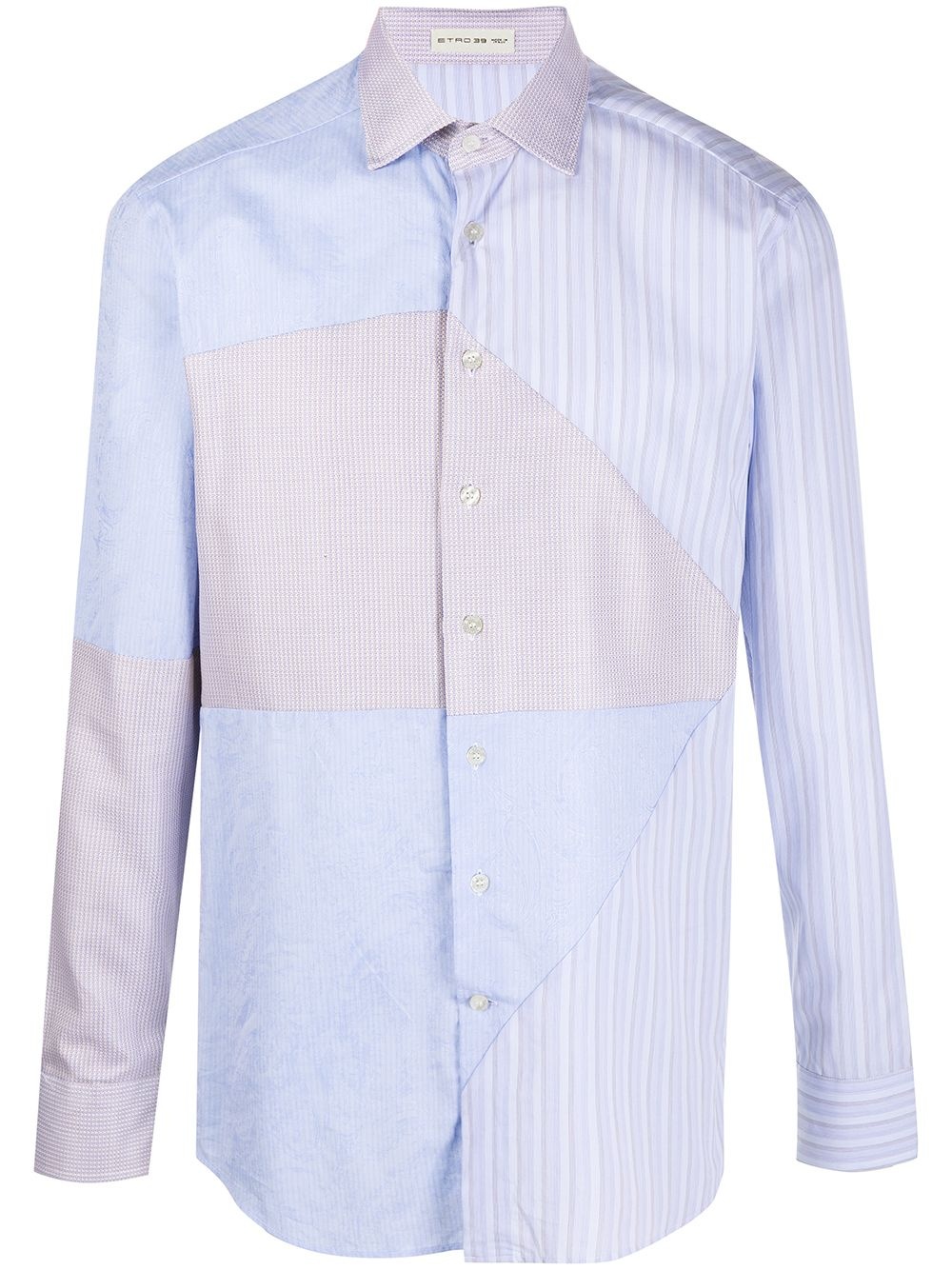 panelled button-up shirt - 1