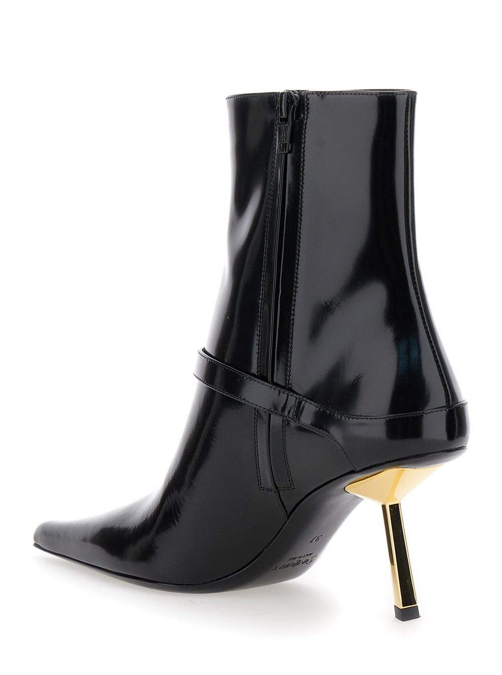 Saint Laurent Women 'Lee' Black Ankle Boots With Buckle Detail In Patent Leather Woman - 3