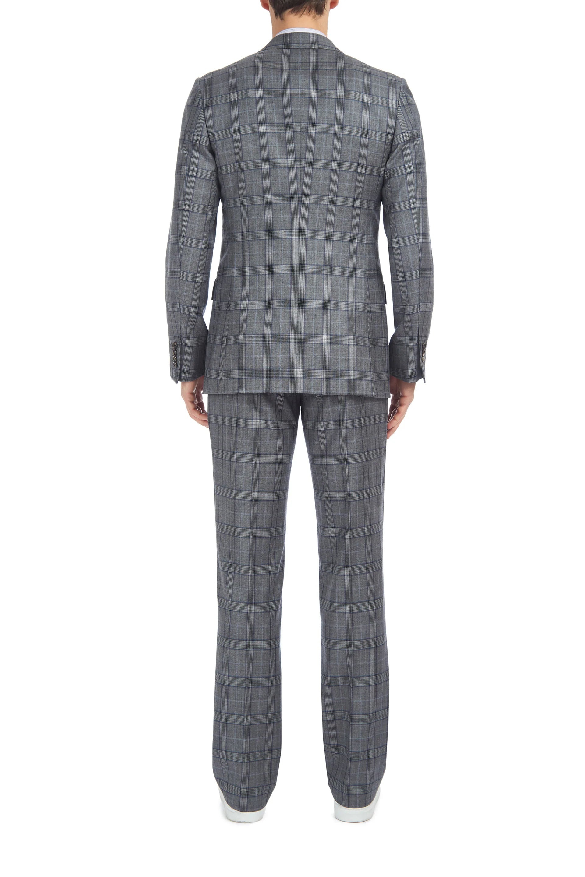 Damien Jacket in Blue/Grey Check Virgin Wool - 4