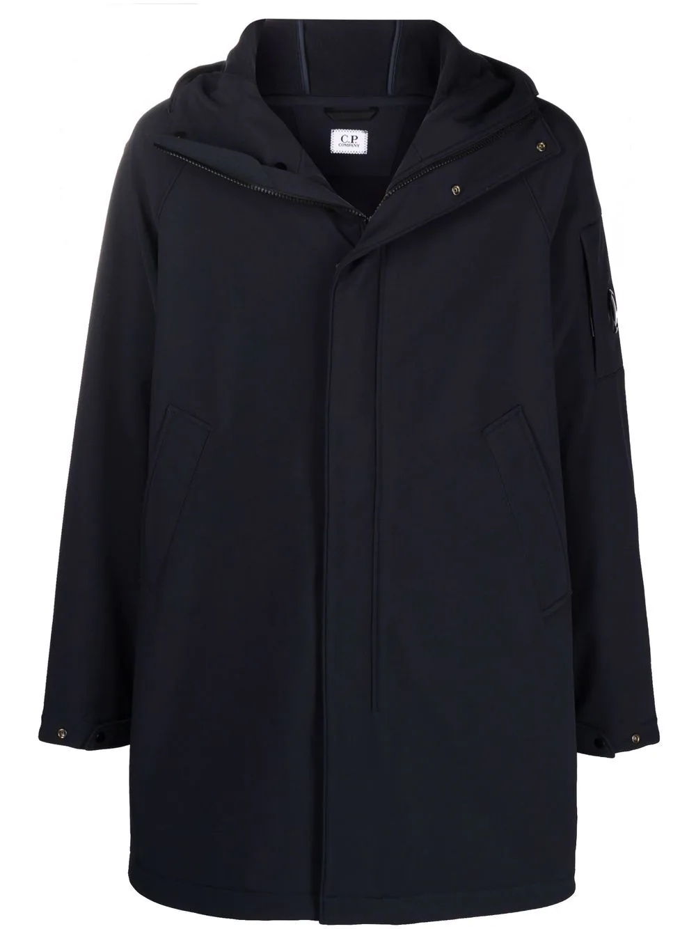 navy hooded coat - 1