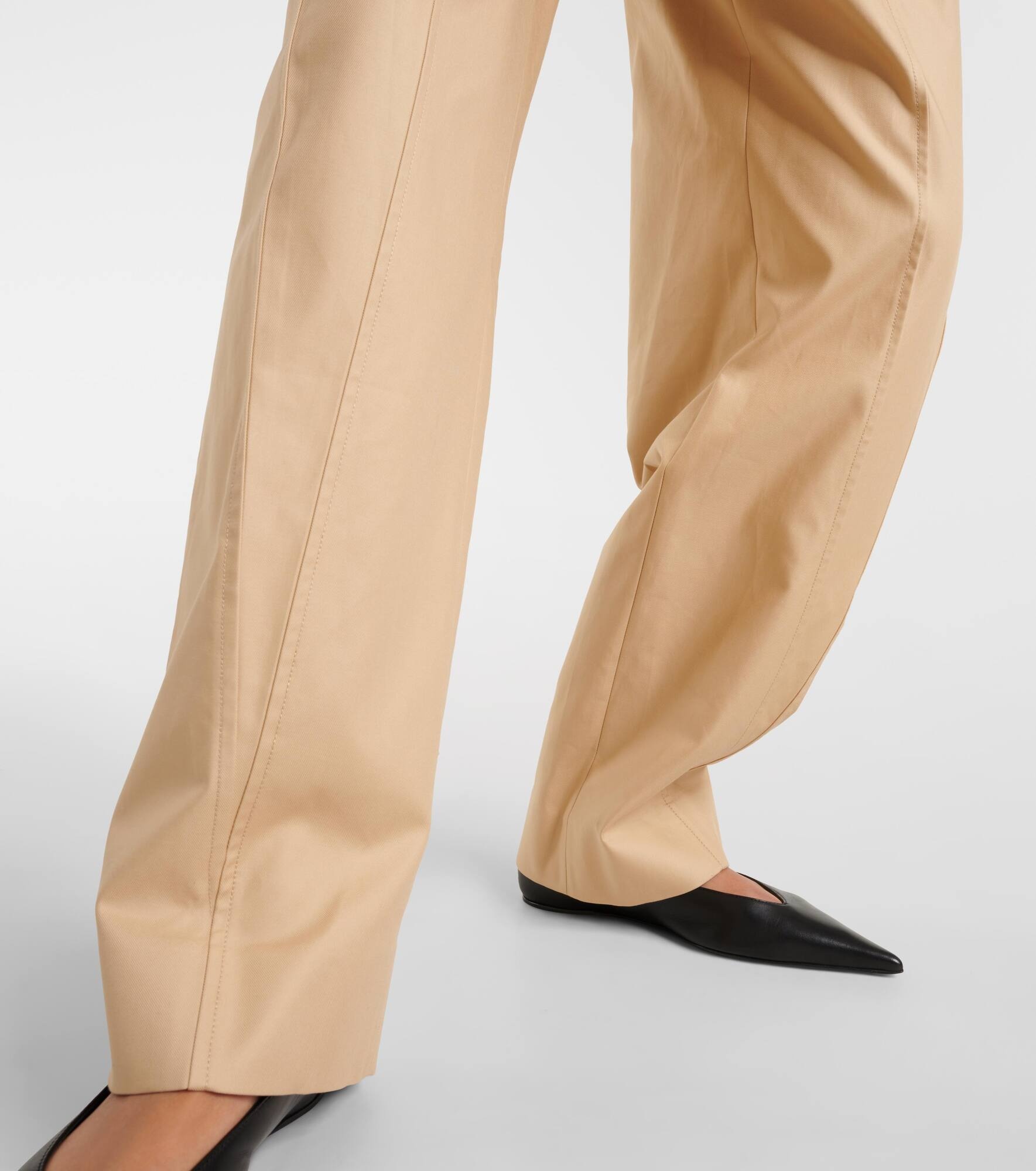 Gathered cotton straight pants - 5
