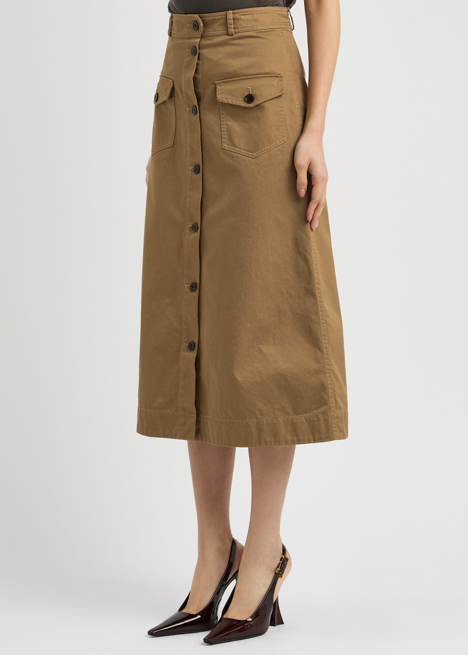 Saint Laurent Cotton-twill Midi Skirt - 2