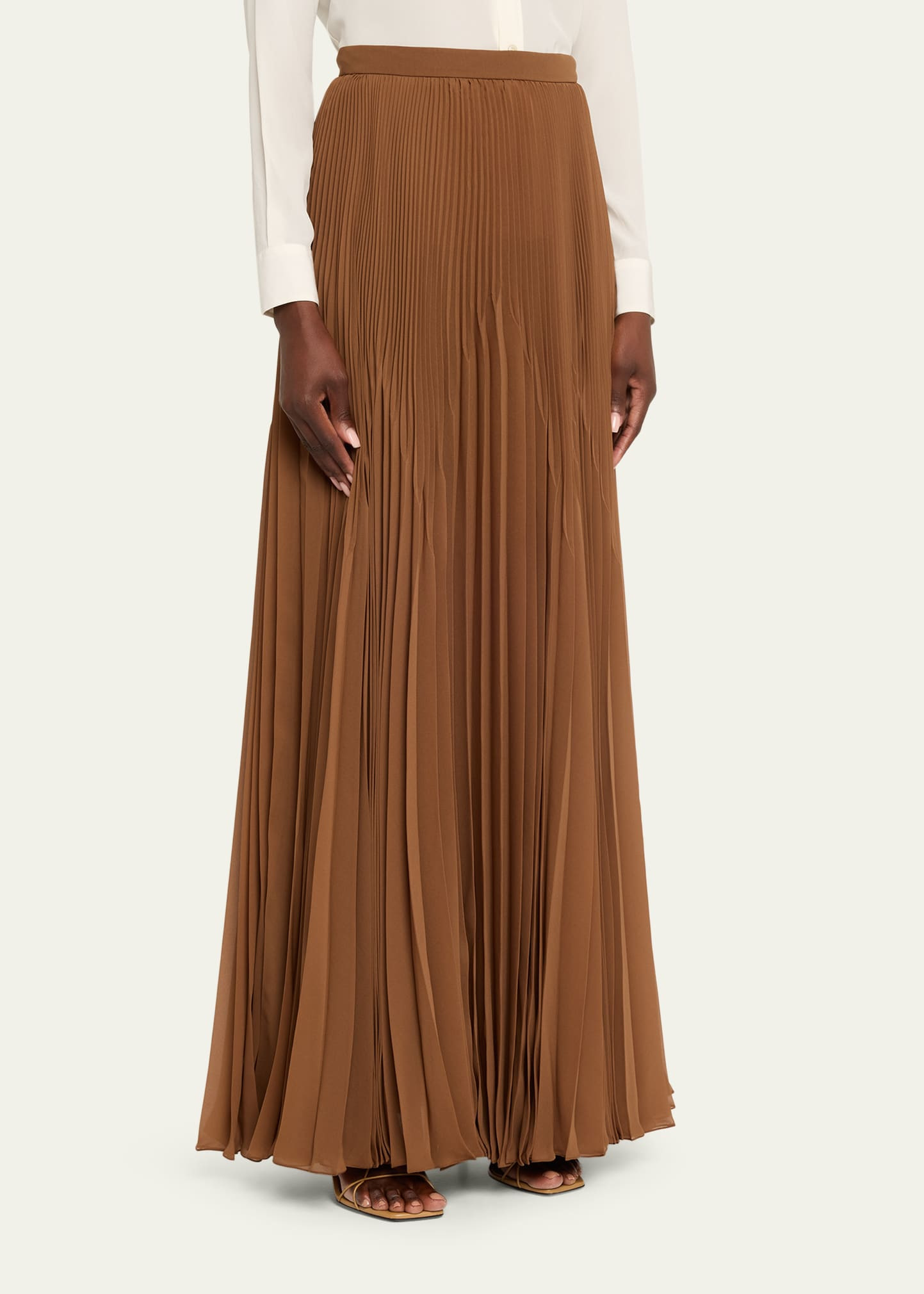 Pleated Chiffon Maxi Skirt - 4