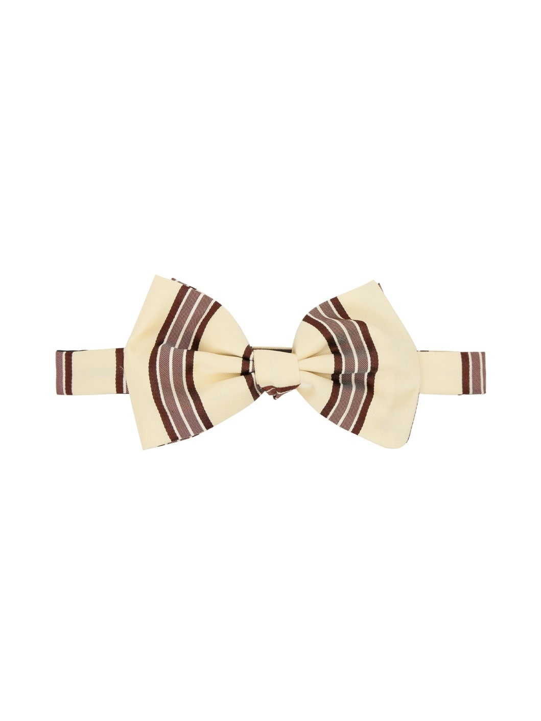 Beige & Brown Striped Bow Tie - 1