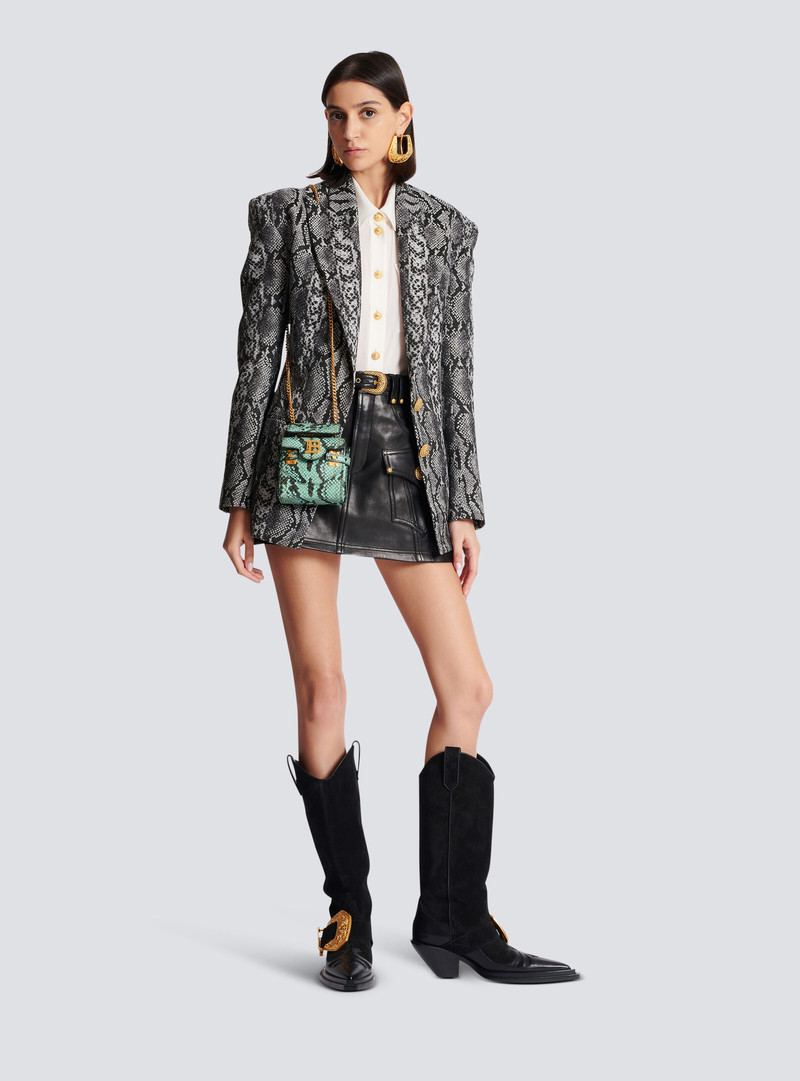 Balmain B-Buzz snakeskin-effect leather mini bag outlook