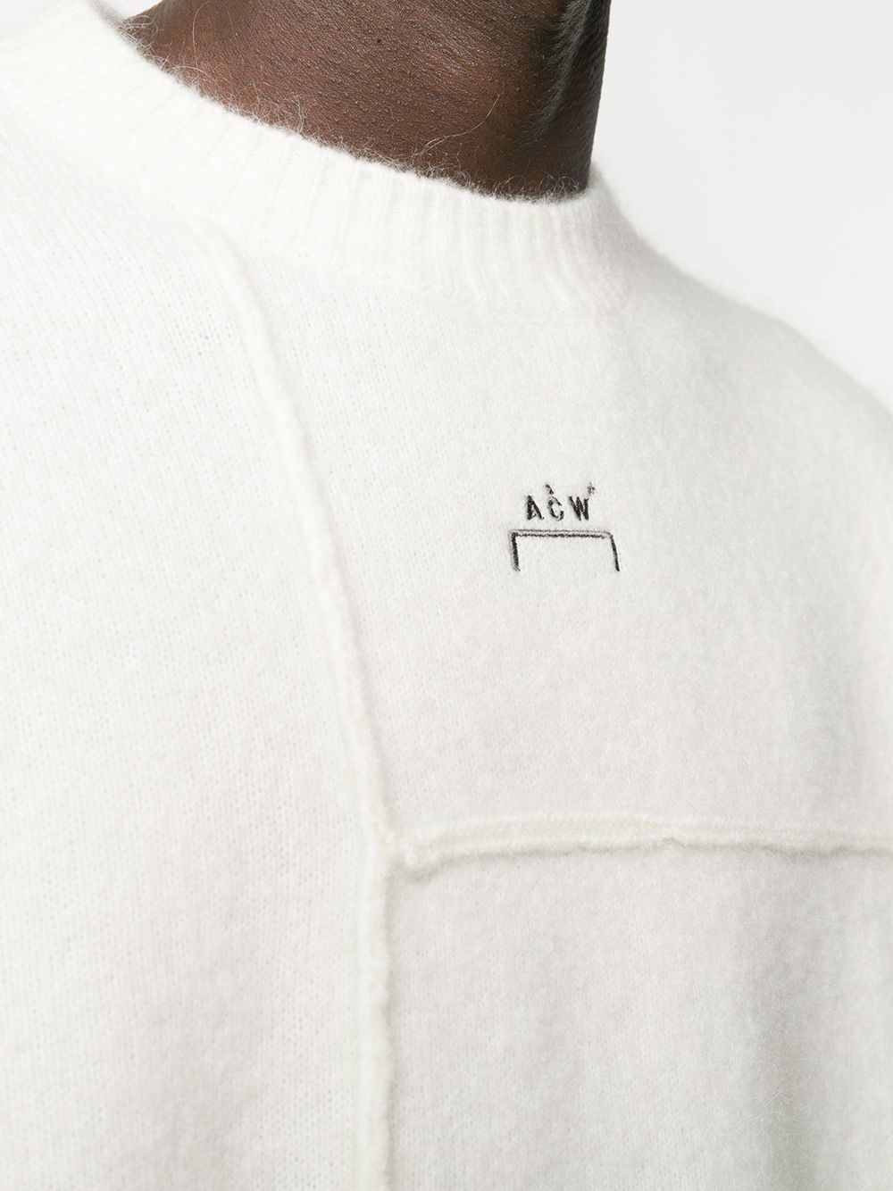 embroidered logo paneled knit jumper - 5