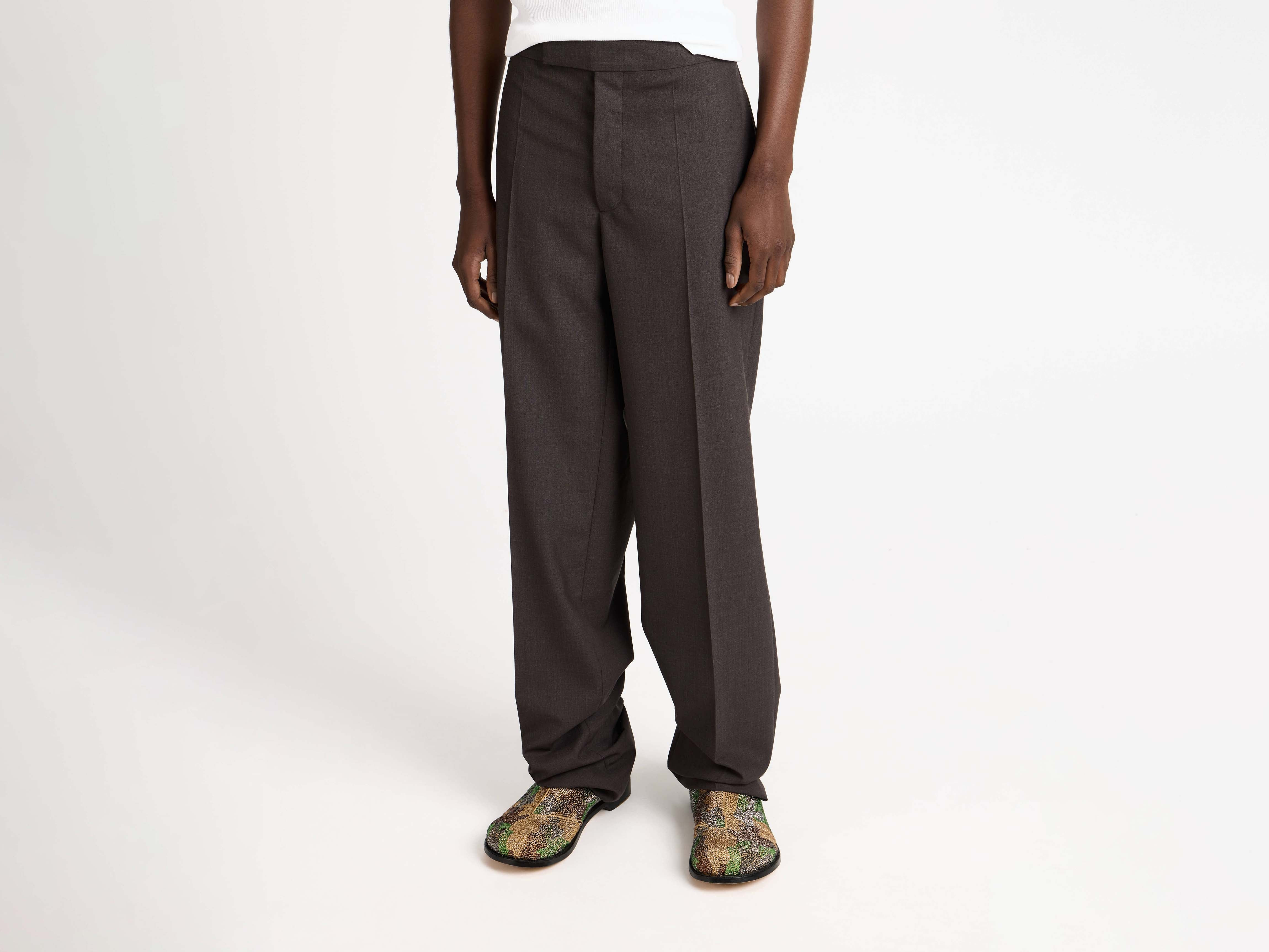 TAILORED TUXEDO TROUSERS IN CHOCOLATE BROWN - 5