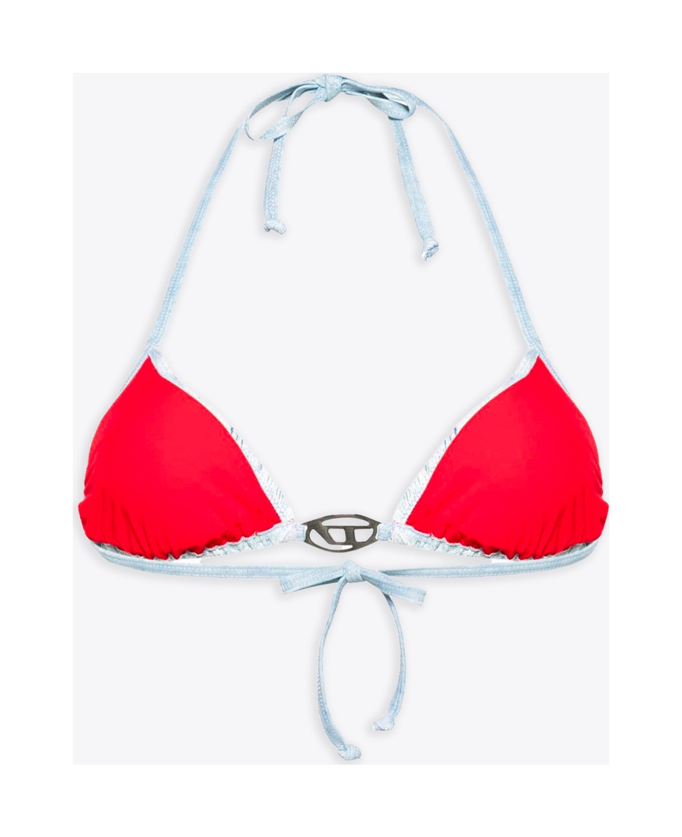 Bfb-sees-t Bikini Top In Denim Printed Lycra With Metal Oval D - Bfb Sees T - 2