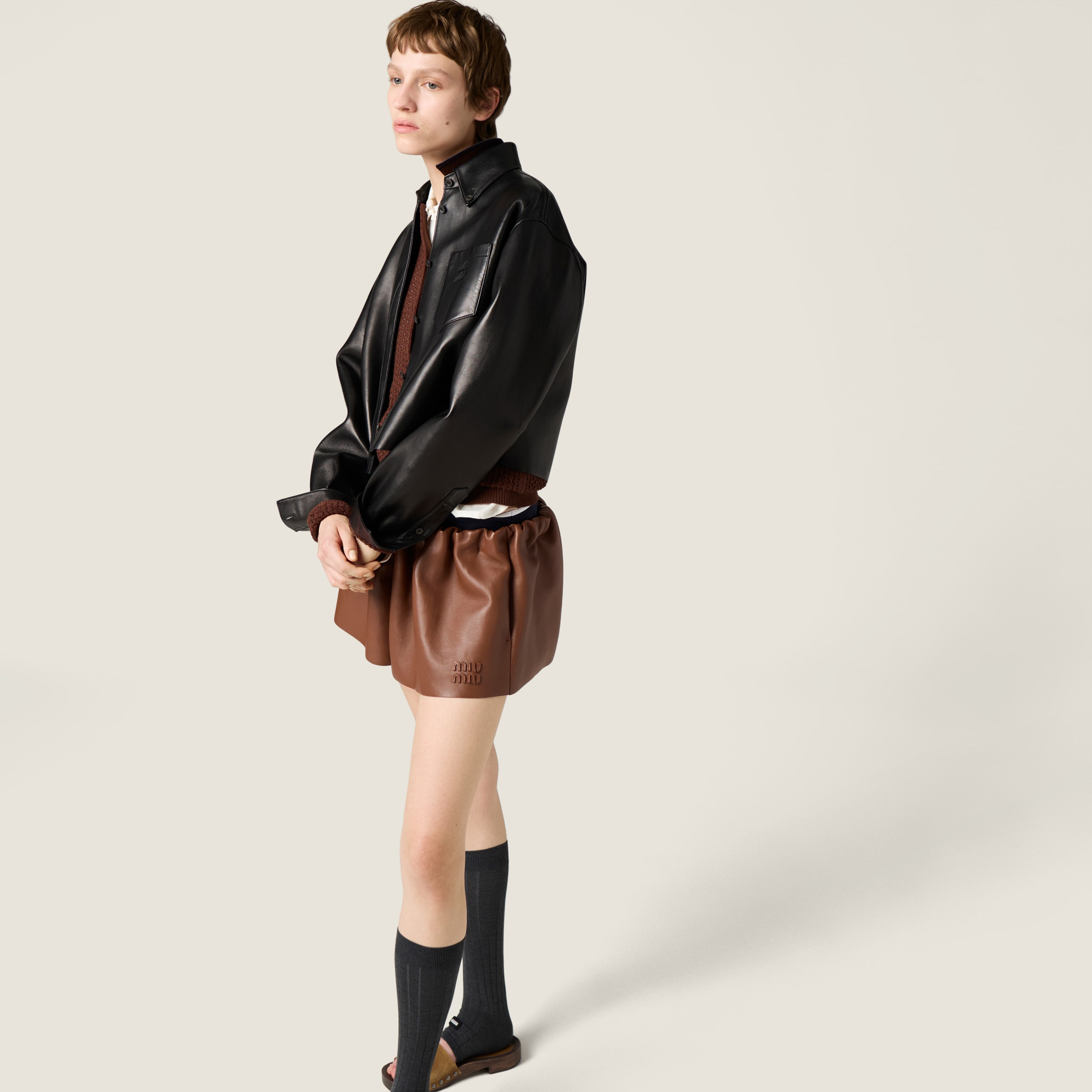 Plongé nappa leather miniskirt - 5