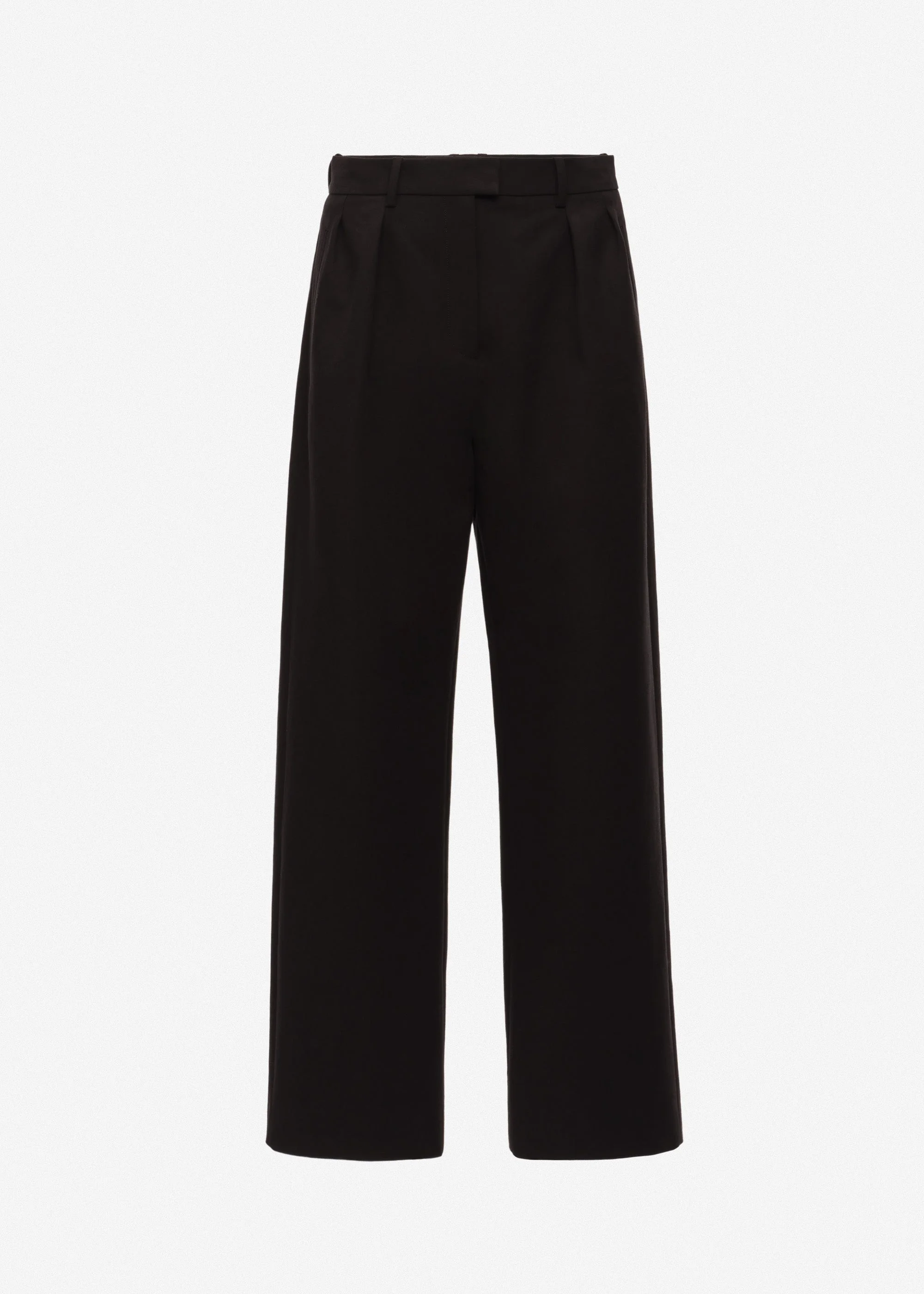 Straight-leg cotton trousers with front pleats in black - 1