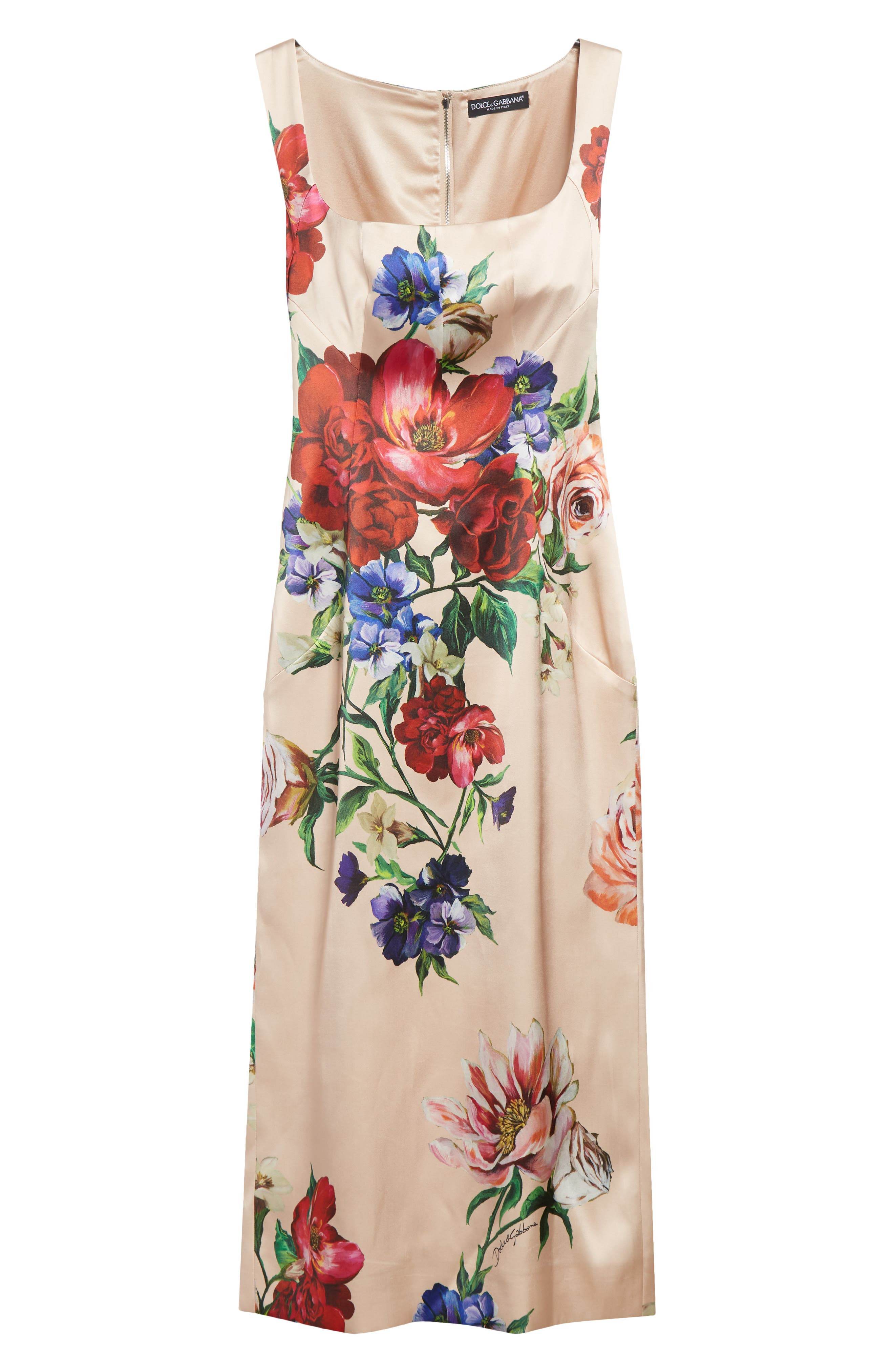 Dolce&Gabbana Floral Stretch Satin Sheath Dress with Bra Detail in H25Pr B.fiori Antichi Fnud at Nor - 5