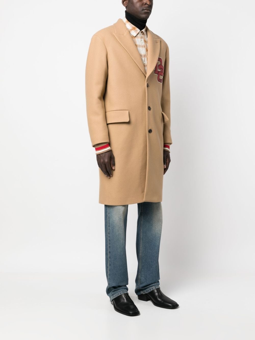 number patch-detail coat - 3