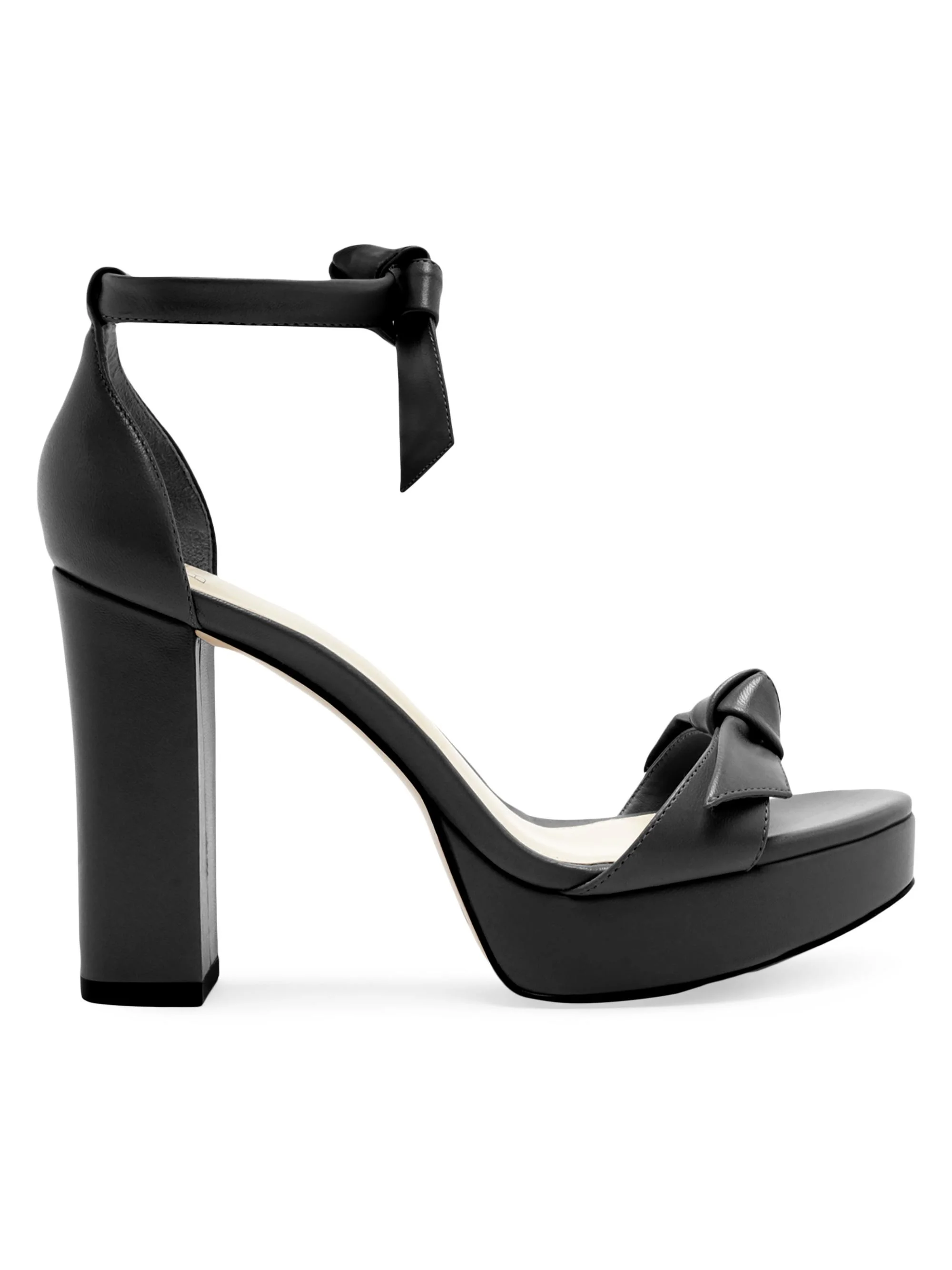 Women's Mabeleh 110MM Bow Leather Platform Sandals - Black - 1