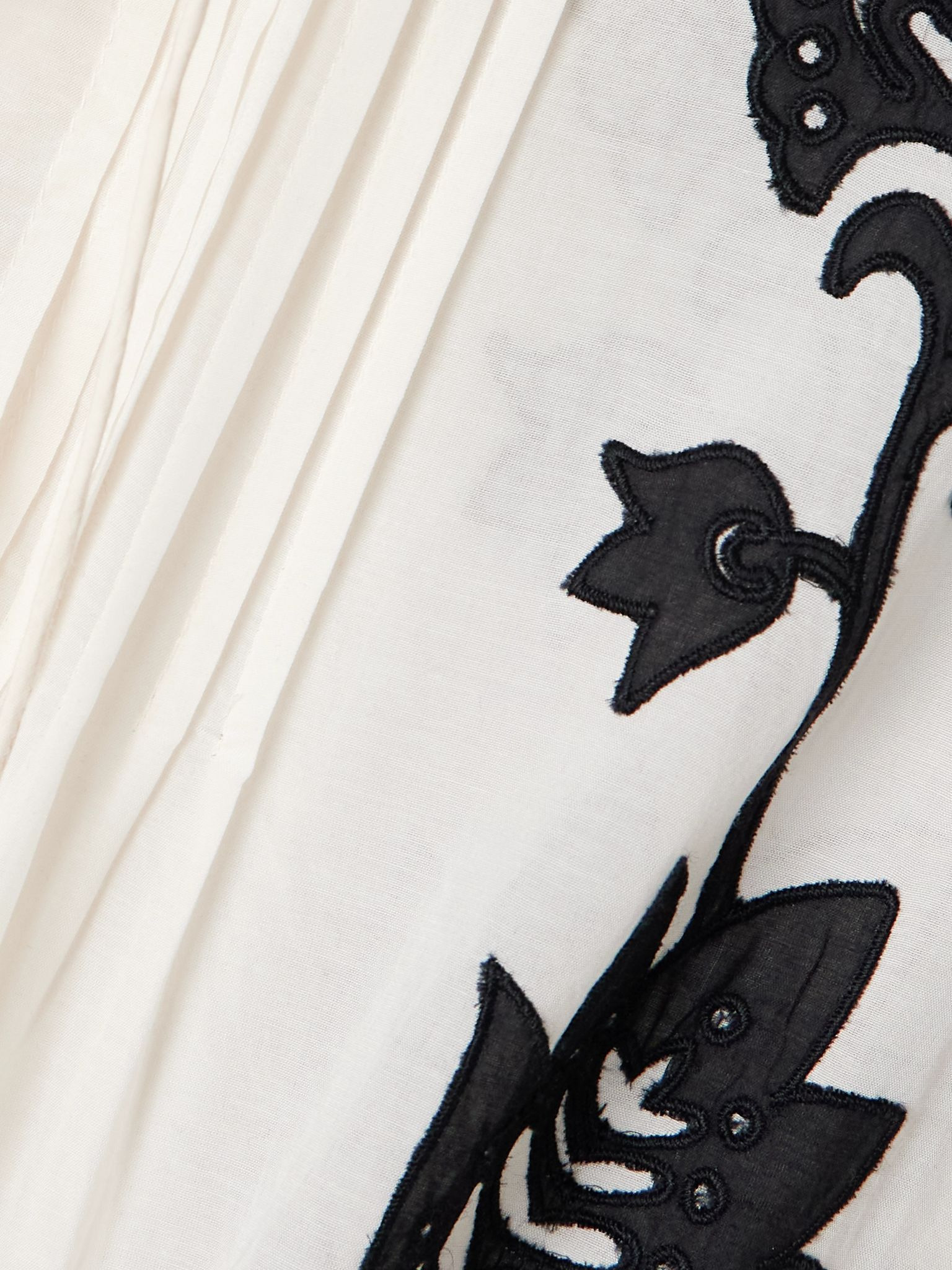 Liliana appliquéd pintucked cotton-blend voile blouse White - 5