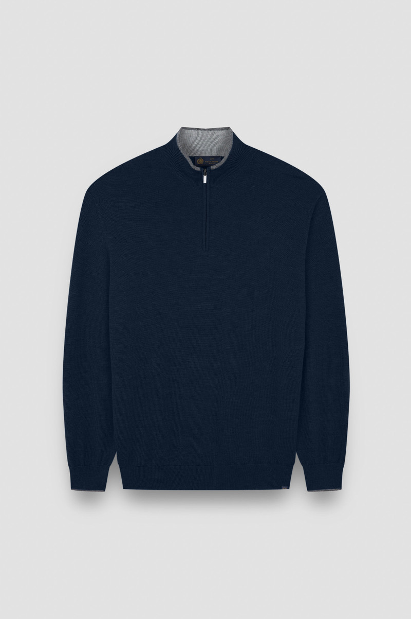 WOOL SILK HALF ZIP SWEATER 1