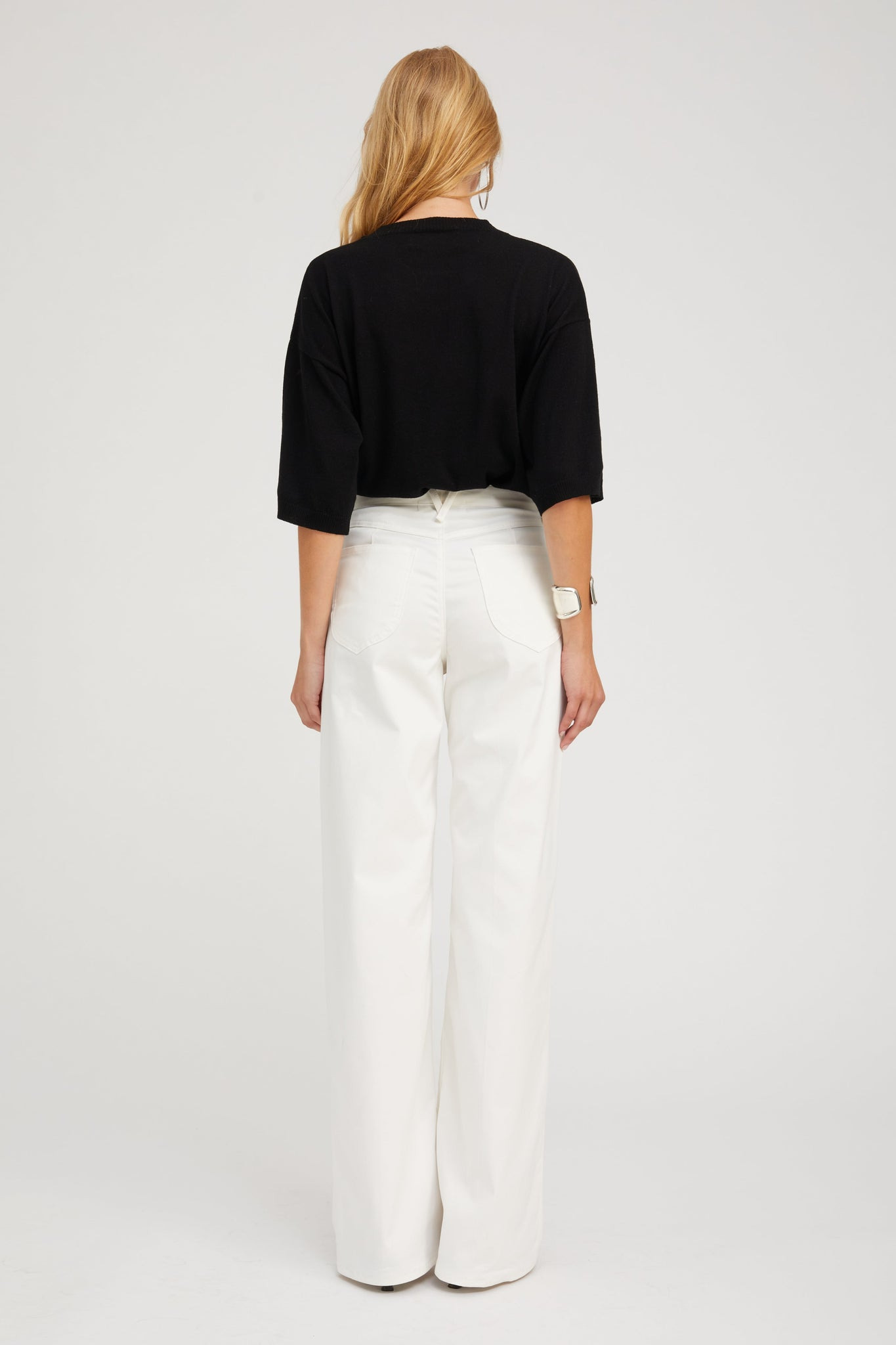 BLACK CASHMERE BOXY T-SHIRT - 4