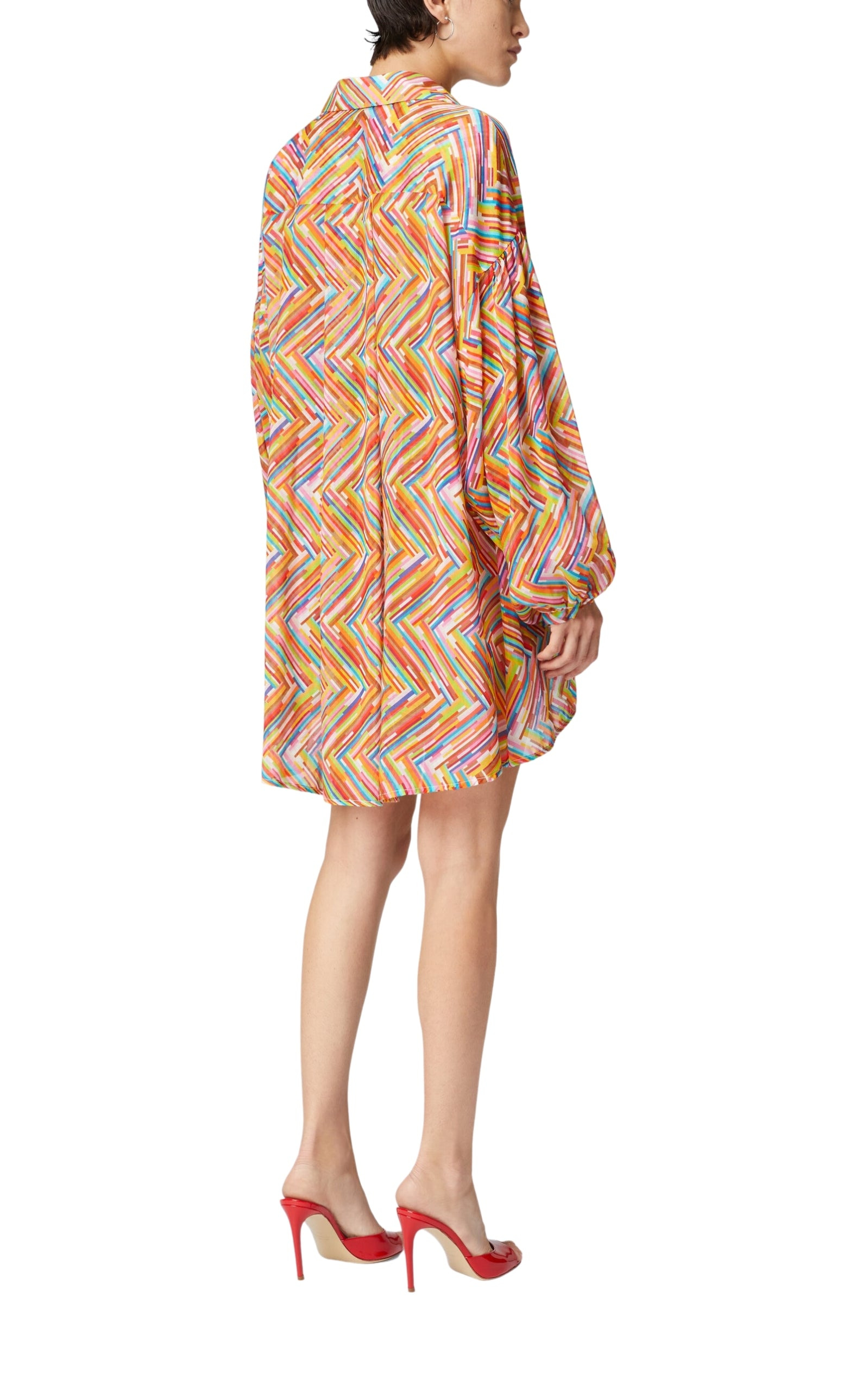 Oversized shirt in printed cotton and silk blend - 3