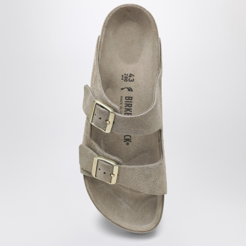 Arizona slide in taupe suede leather 3