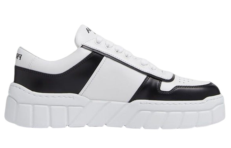 (WMNS) PRADA Soft Padded Nappa Leather Laced-Up Shoes 'White Black' 1E946M_3LJ6_F0964 - 2