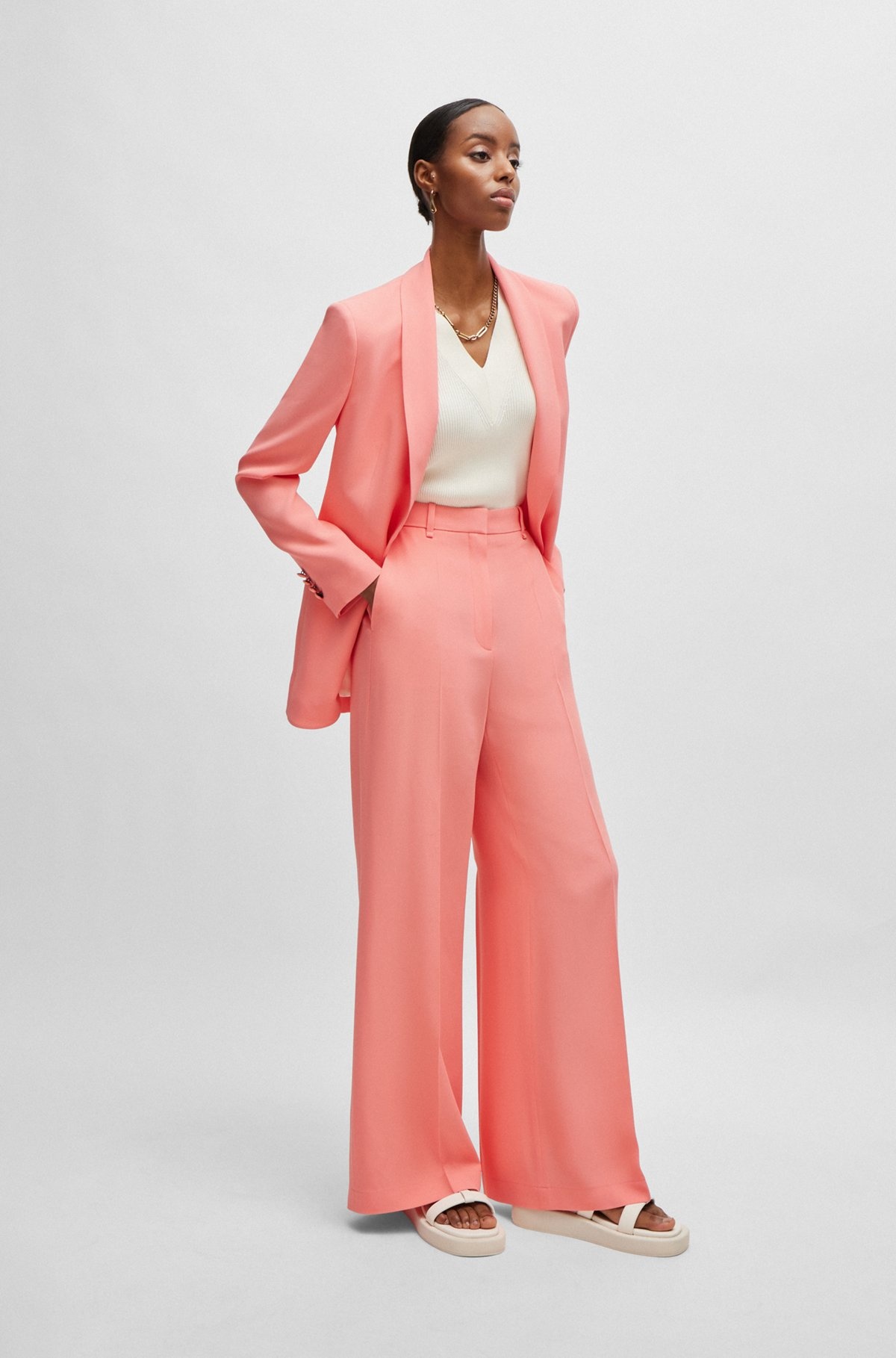 HIGH-WAISTED RELAXED-FIT TROUSERS WITH WIDE LEG - 3
