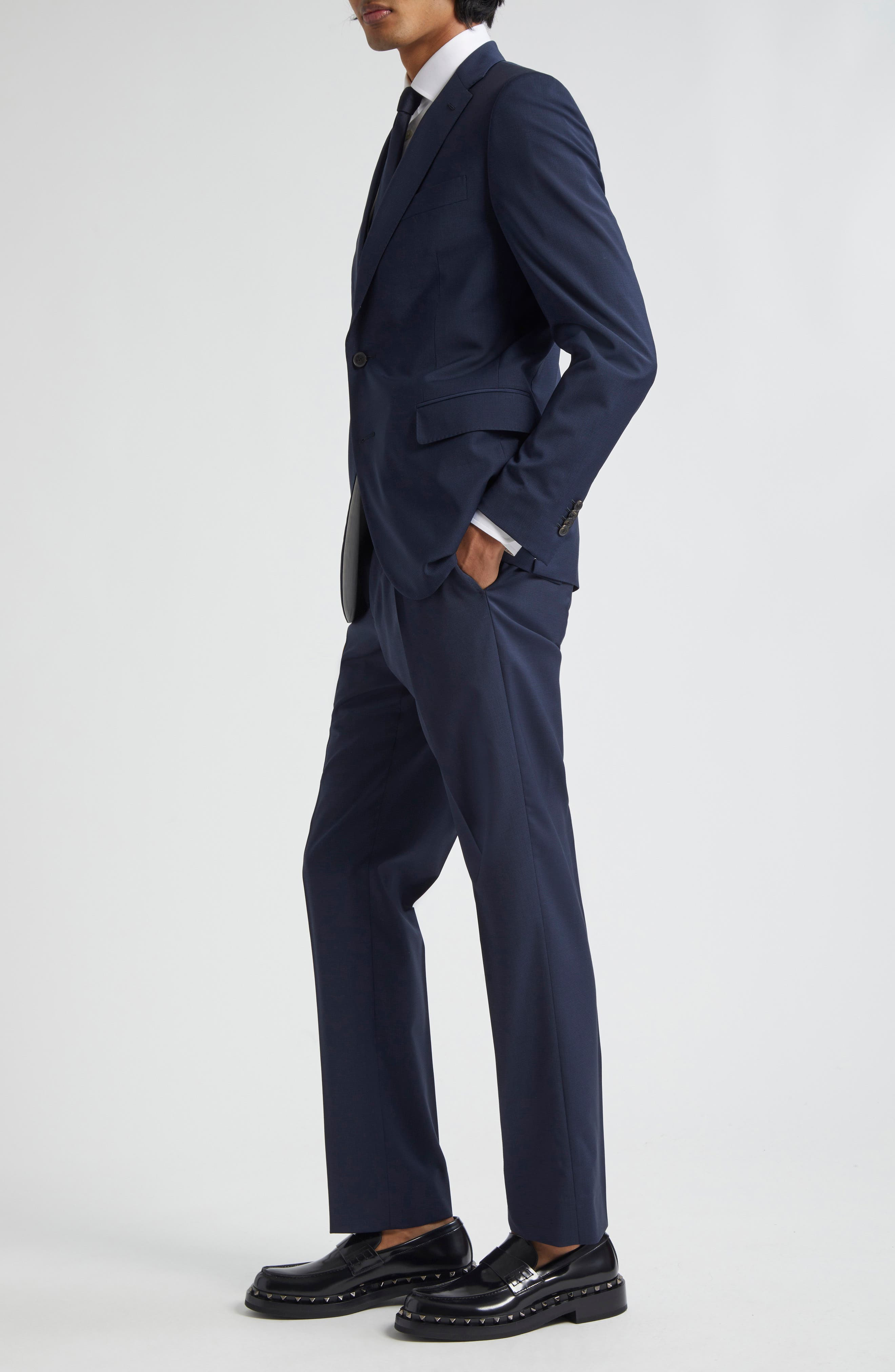 Crosshatch Stretch Wool Suit - 3