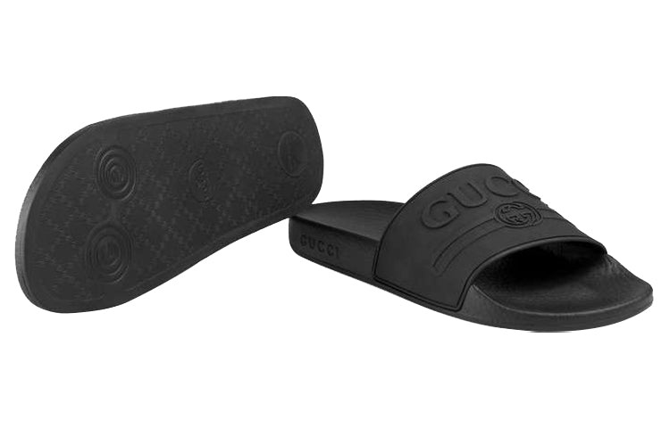(WMNS) Gucci Logo Rubber Slide 'Black' 525140-JCZ00-1031 - 6