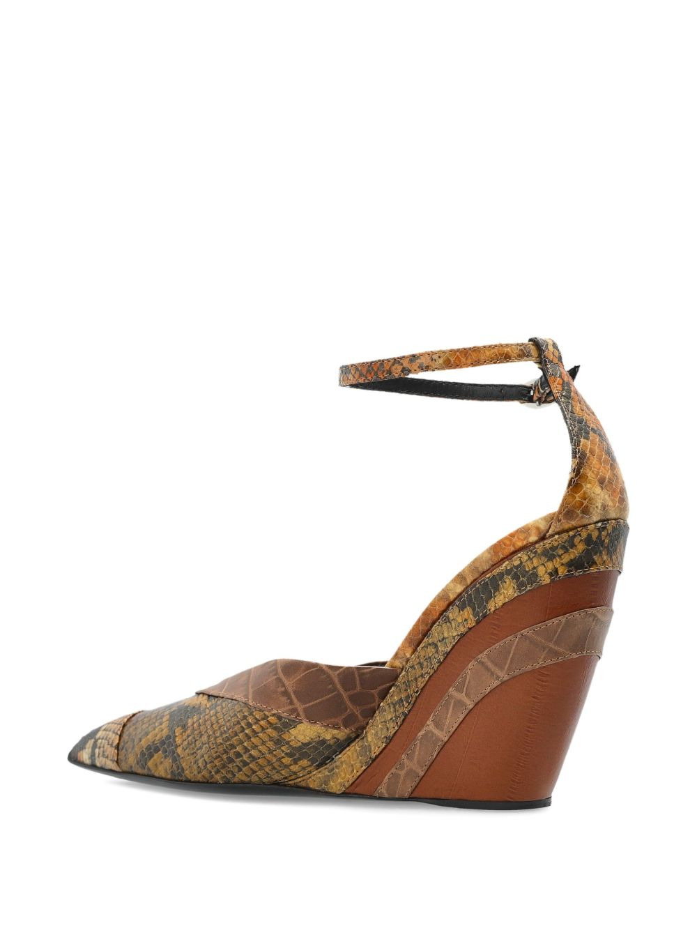 110mm snakeskin-panel wedge trainers - 3