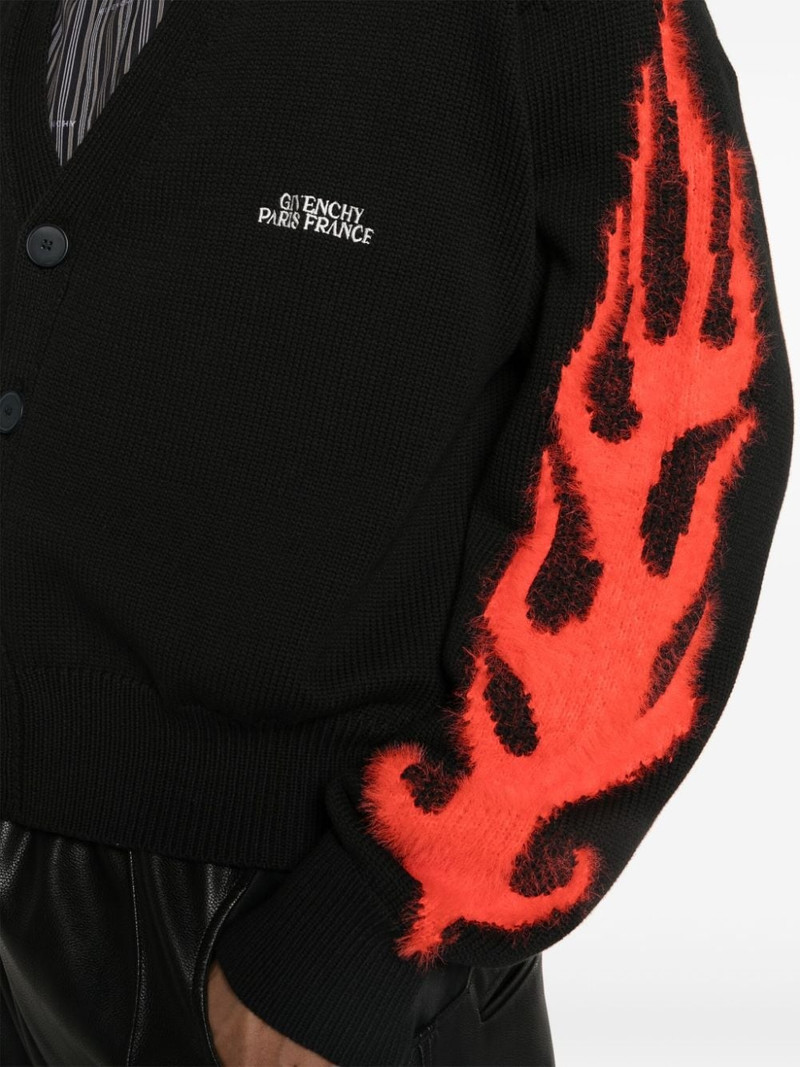 flame-intarsia logo-embroidered cardigan 5