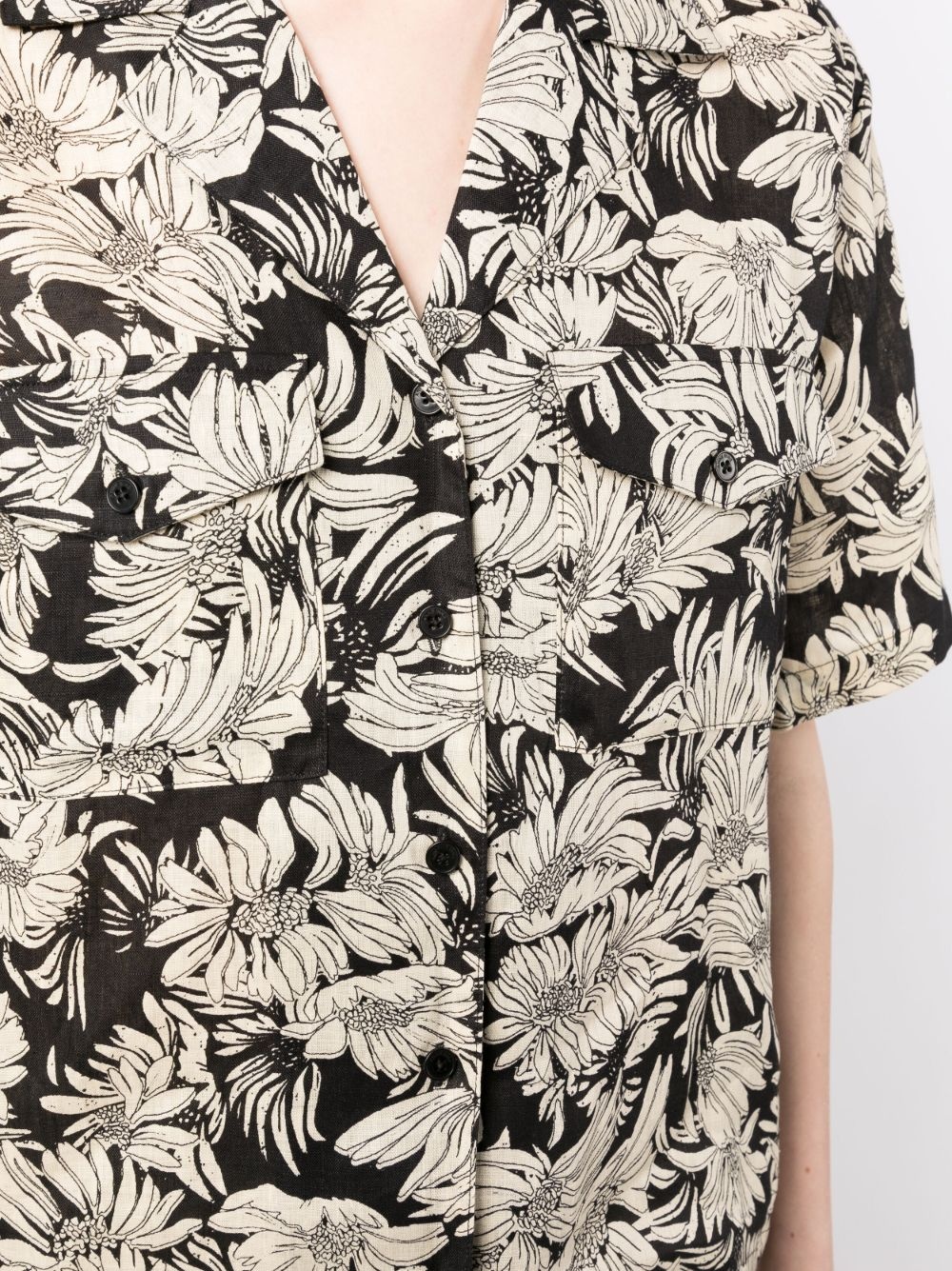 floral-print linen shirt - 5
