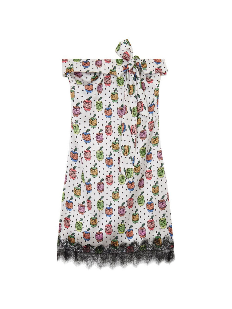 apple-print lace-detail mini dress 1