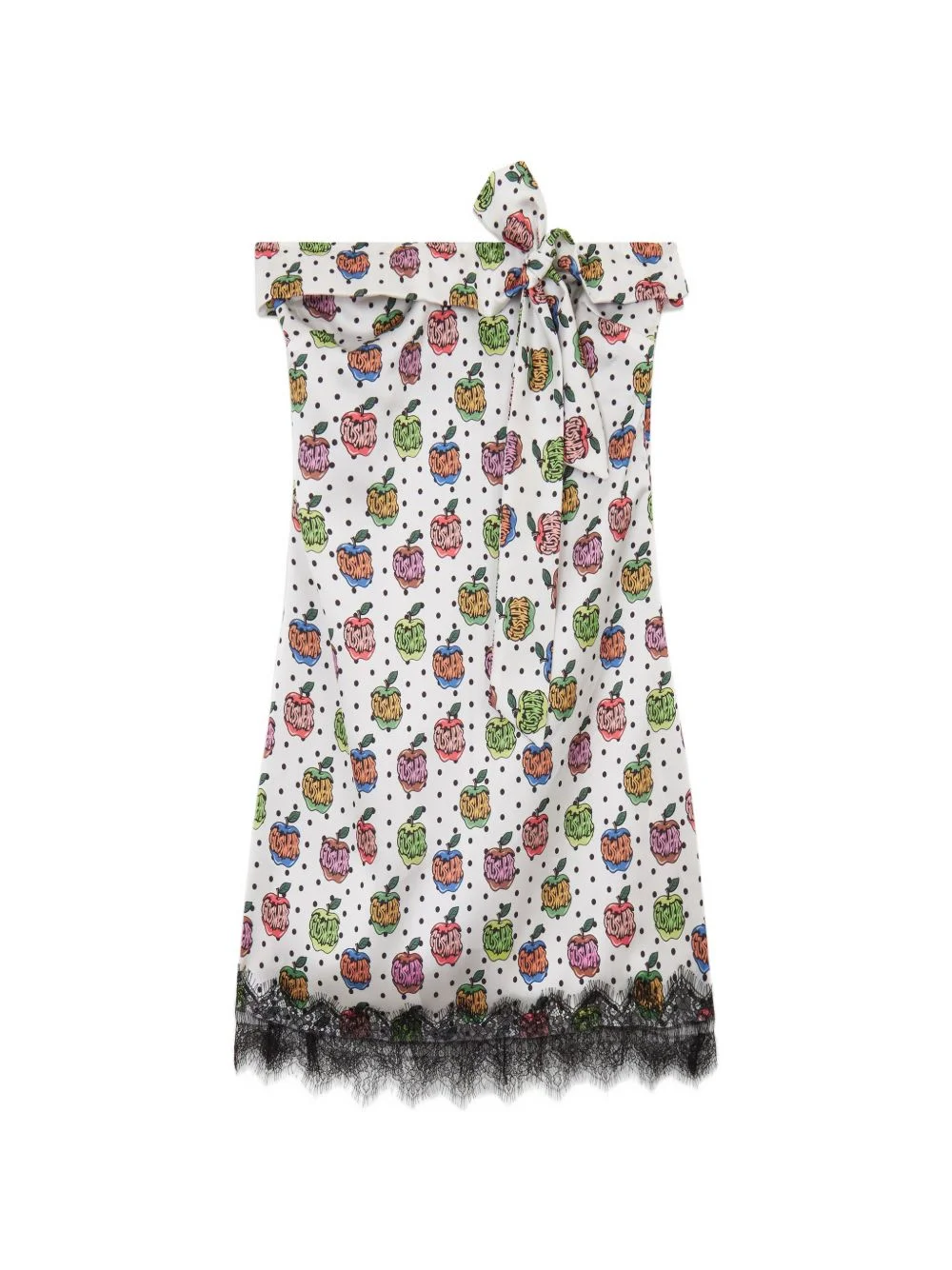 apple-print lace-detail mini dress - 1