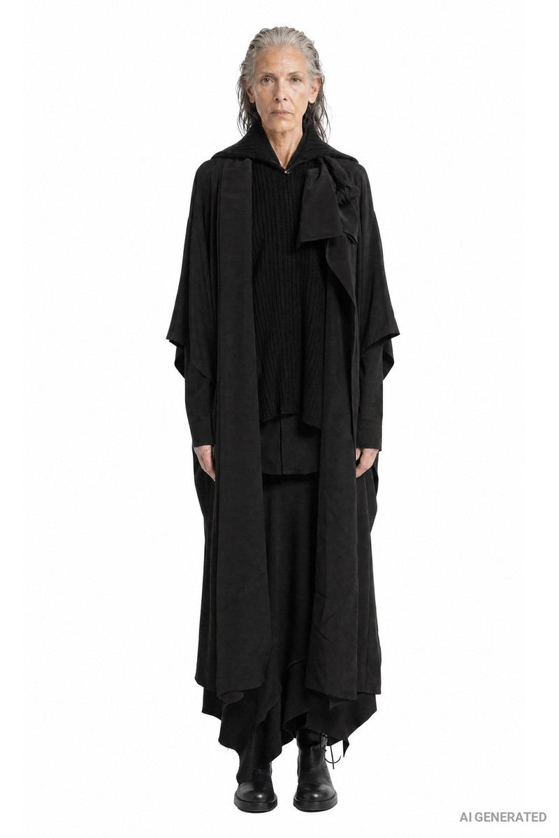 Knit Combi Kimono Coat 1