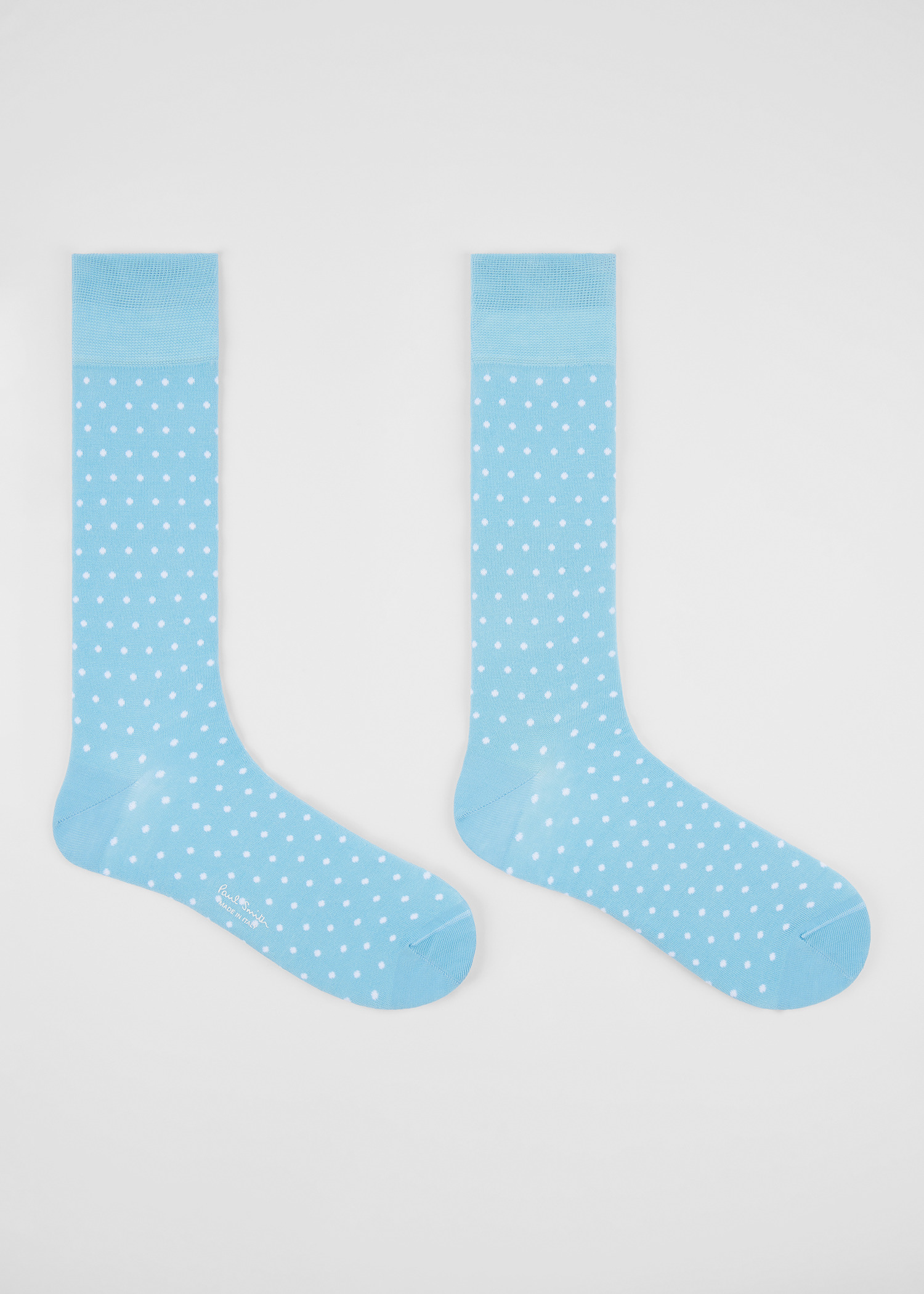 Pale Blue Cotton-Blend Polka Dot Socks - 2
