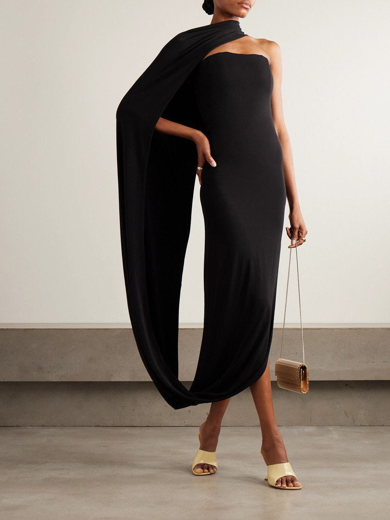 Cult Gaia Corsica Strapless Cape-effect Stretch-crepe Maxi Dress outlook