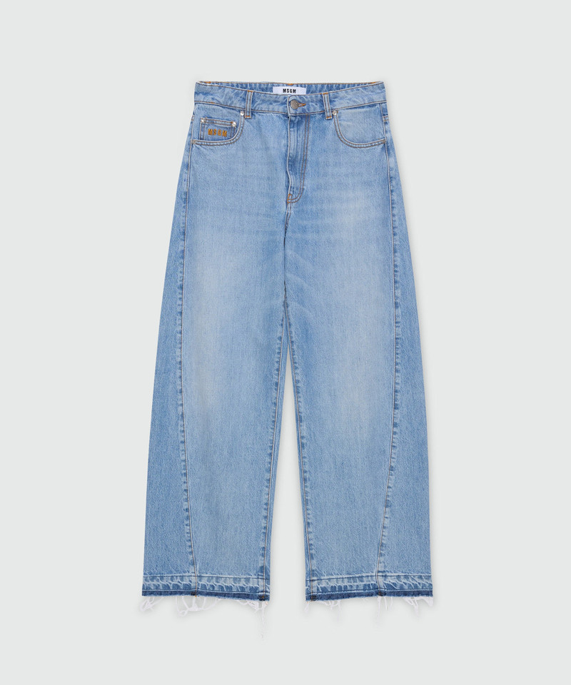 Light stone-washed five-pocket denim trousers with balloon leg 1