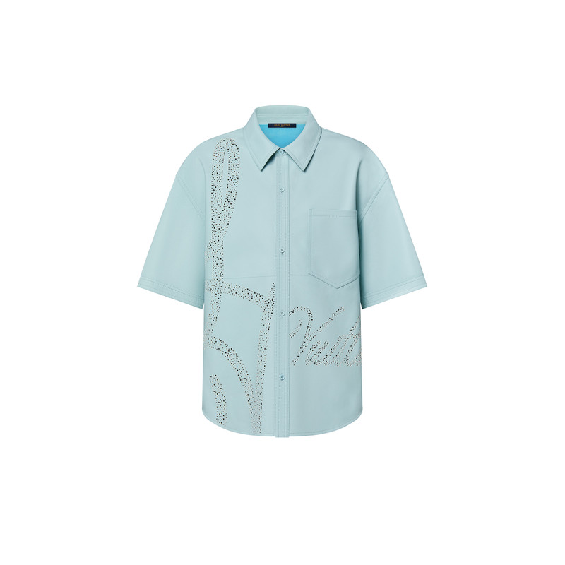 Perforated Leather Short-Sleeved Shirt 1