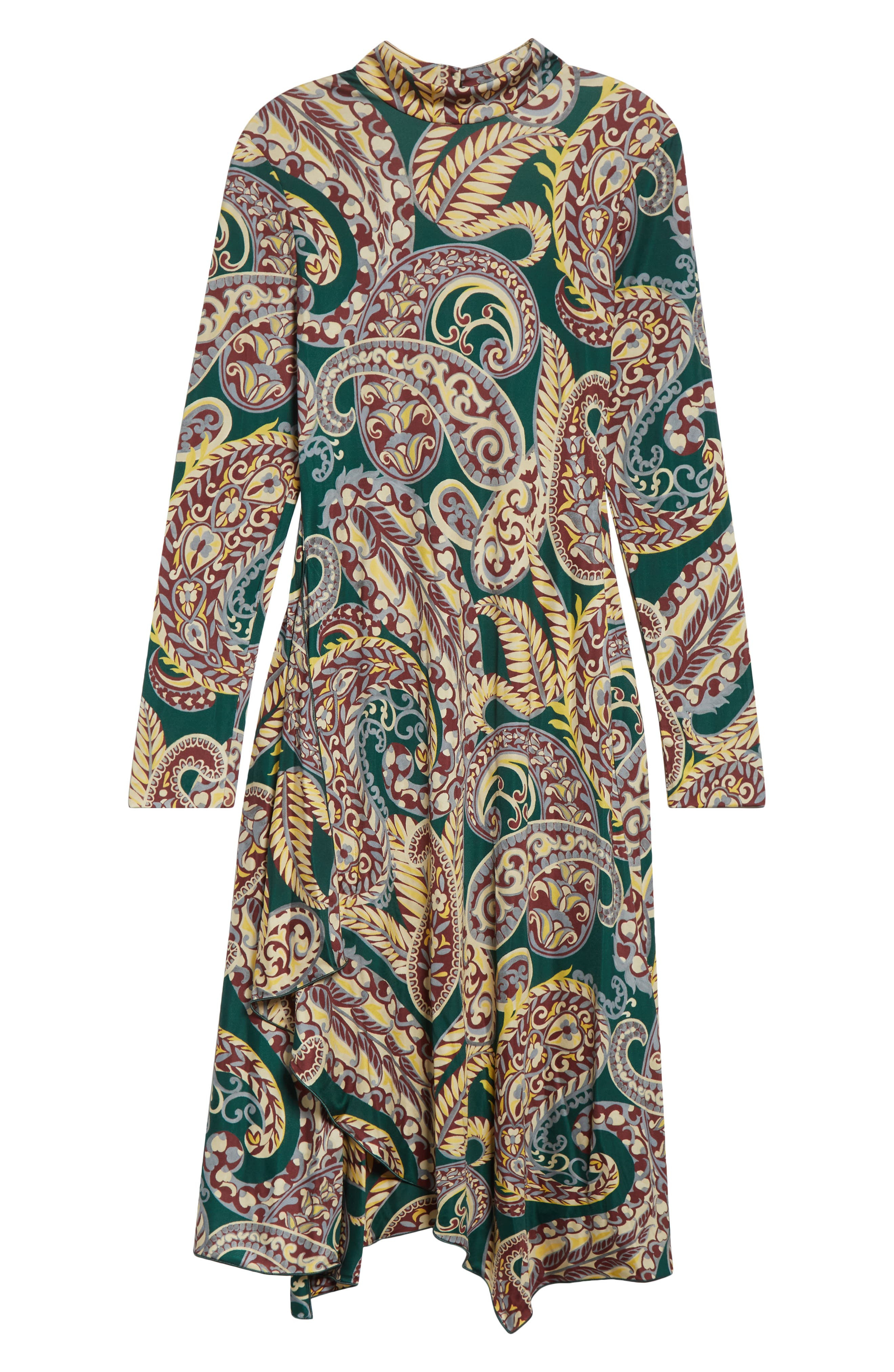 Etro Paisley Long Sleeve Open Back Midi Dress in Stampa Fondo Verde at Nordstrom - 5