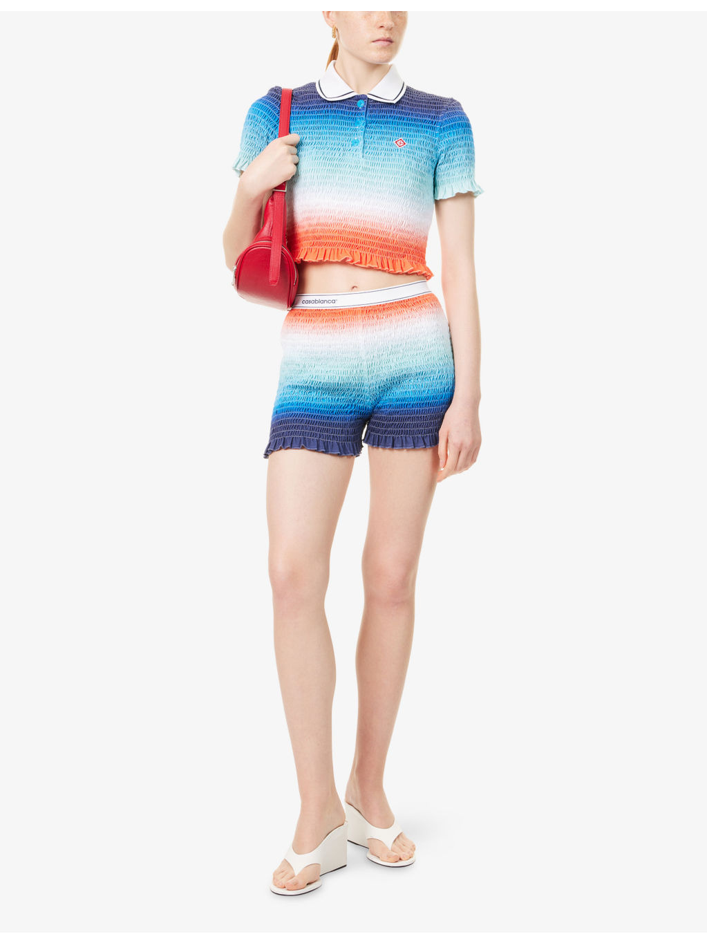 Gradient Shirred Cotton-Poplin Shorts - 2