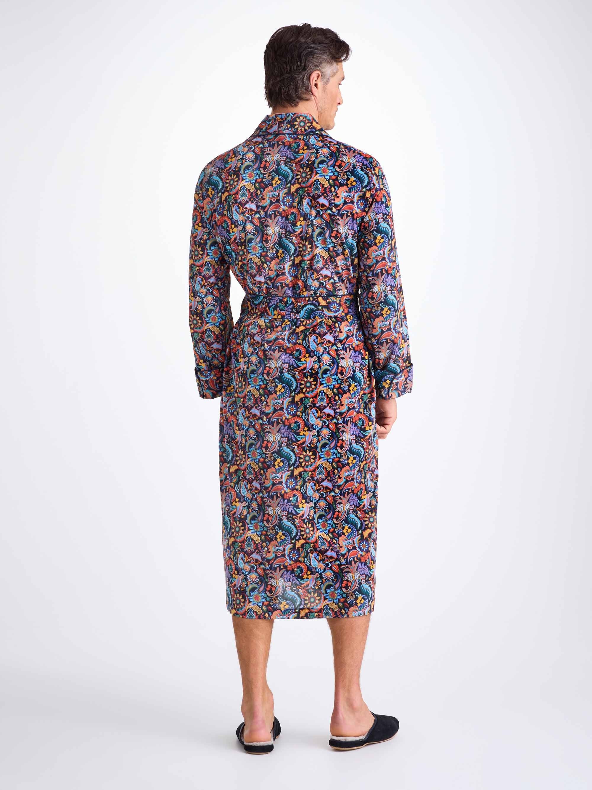 Men's Robe Cotton Batiste Multi Jungle Paisley Print - 4