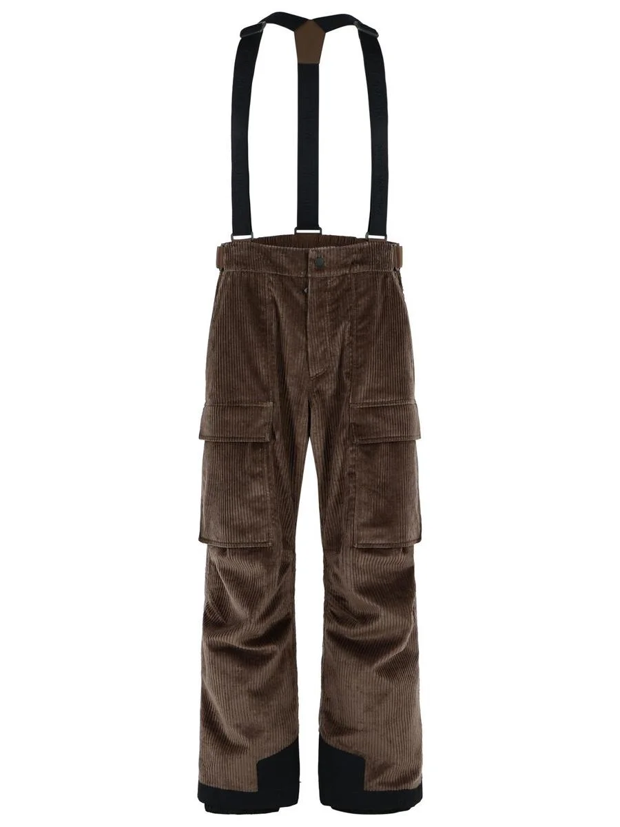 Moncler Grenoble Brown Corduroy Padded Ski Overalls - 1