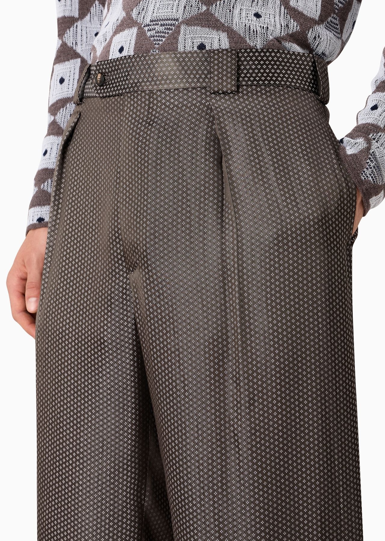 ASV viscose-blend jacquard single-pleat trousers - 5