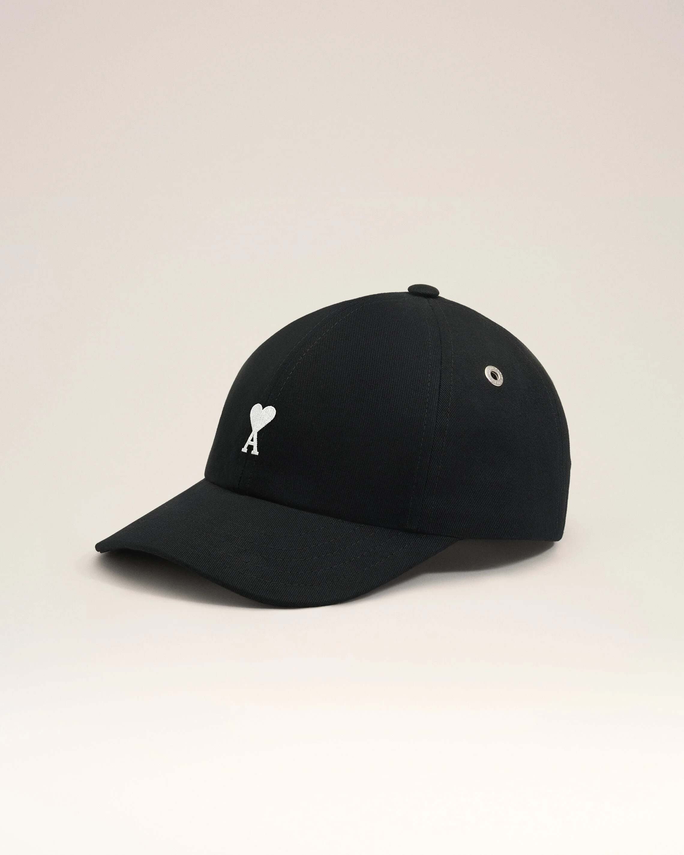 BLACK COTTON CAP WITH AMI DE COEUR - 1