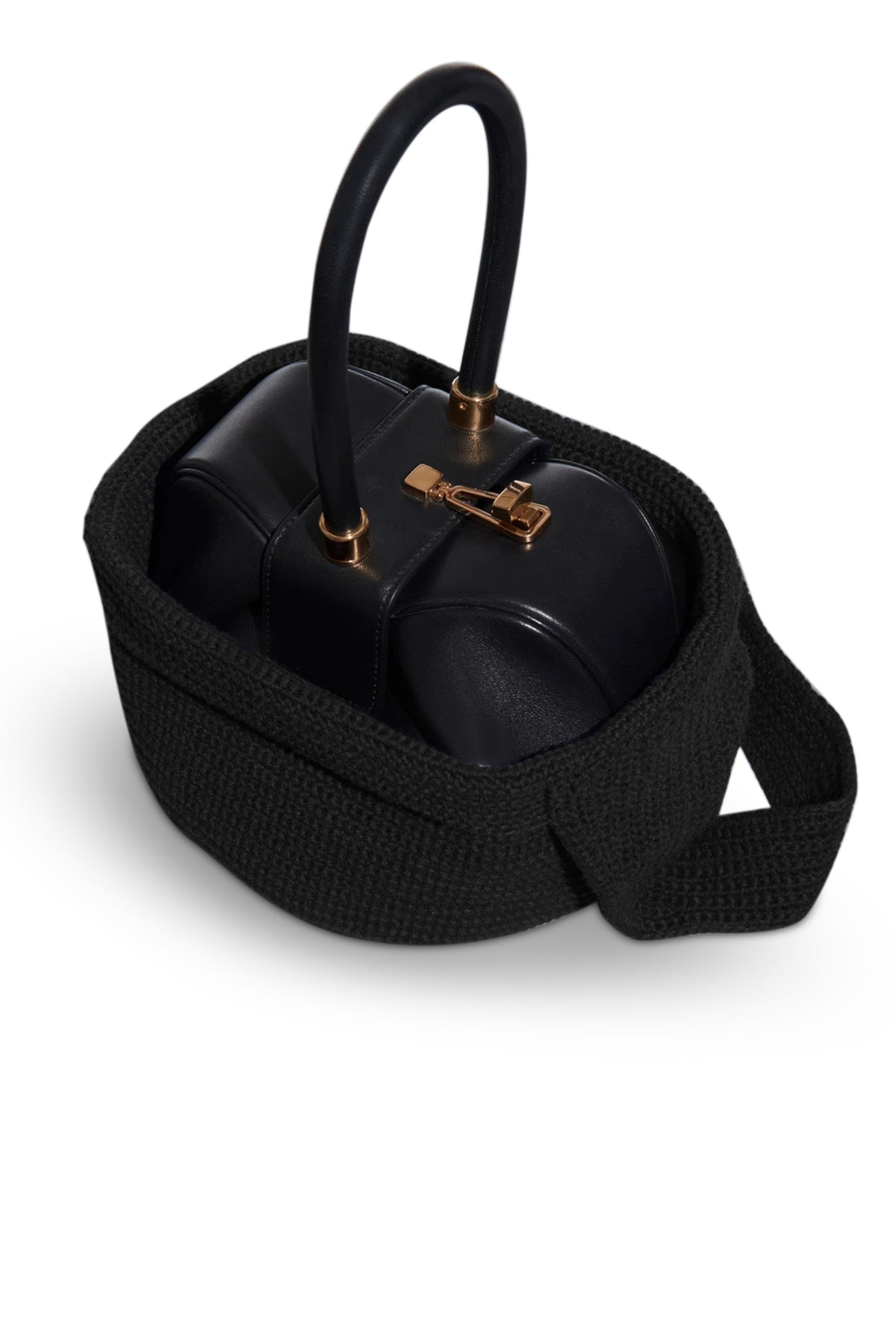 Crossover Knit Bag in Black Cashmere - 3