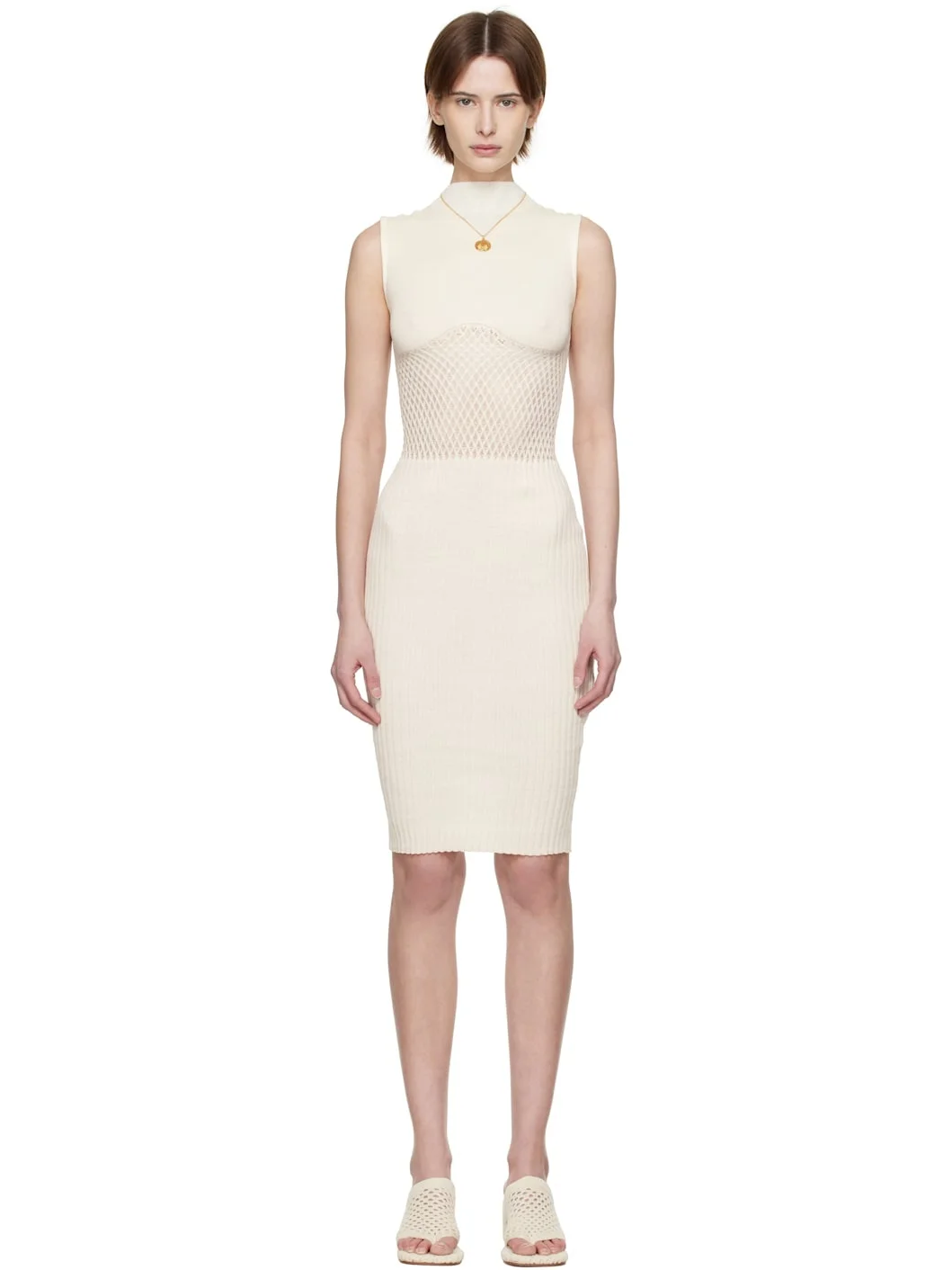 Off-White Honeycomb Midi Dress - 1