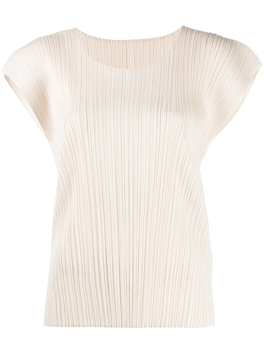 micro-pleated short-sleeve top - 1